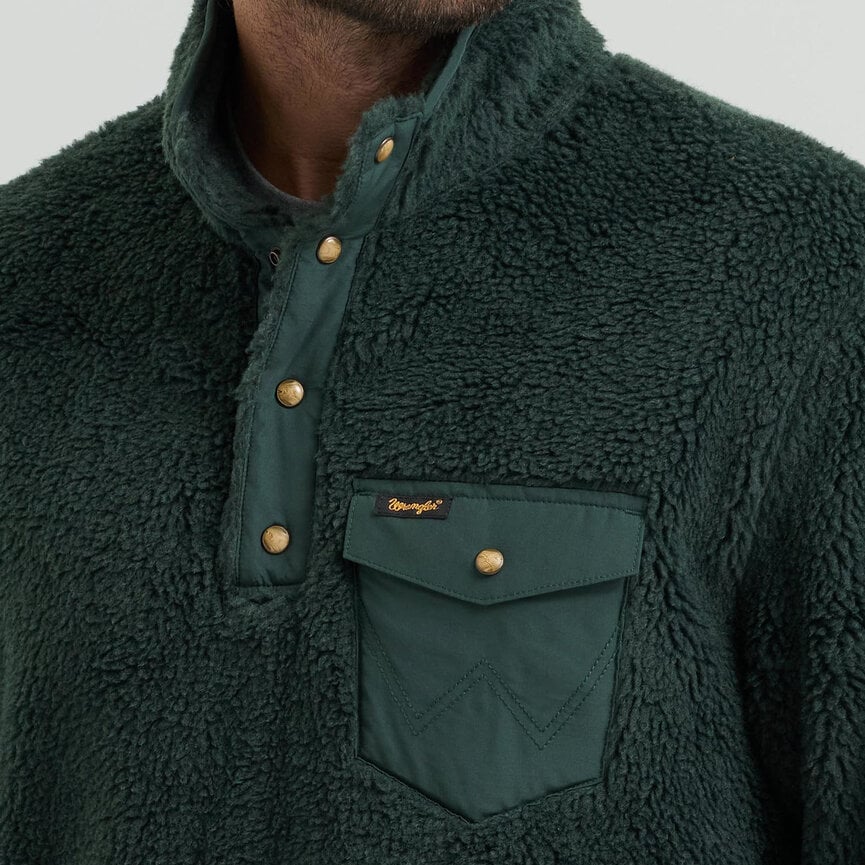 Men's Hay Away Mixed Sherpa 1/4 Snap Pullover - Darkest Spruce