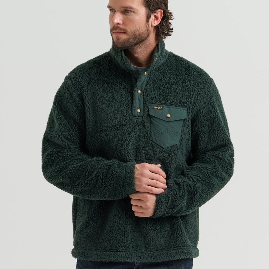 Men's Hay Away Mixed Sherpa 1/4 Snap Pullover - Darkest Spruce