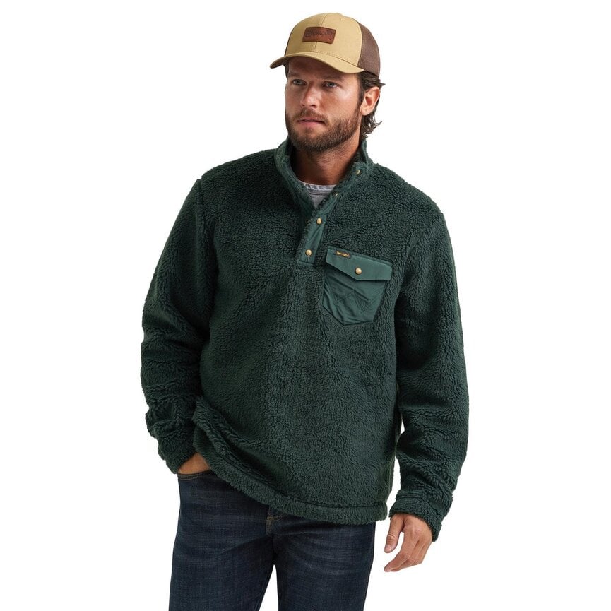 Men's Hay Away Mixed Sherpa 1/4 Snap Pullover - Darkest Spruce