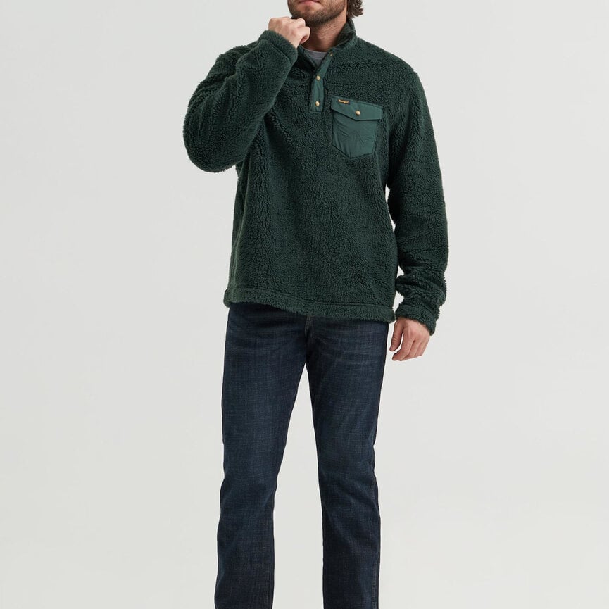 Men's Hay Away Mixed Sherpa 1/4 Snap Pullover - Darkest Spruce
