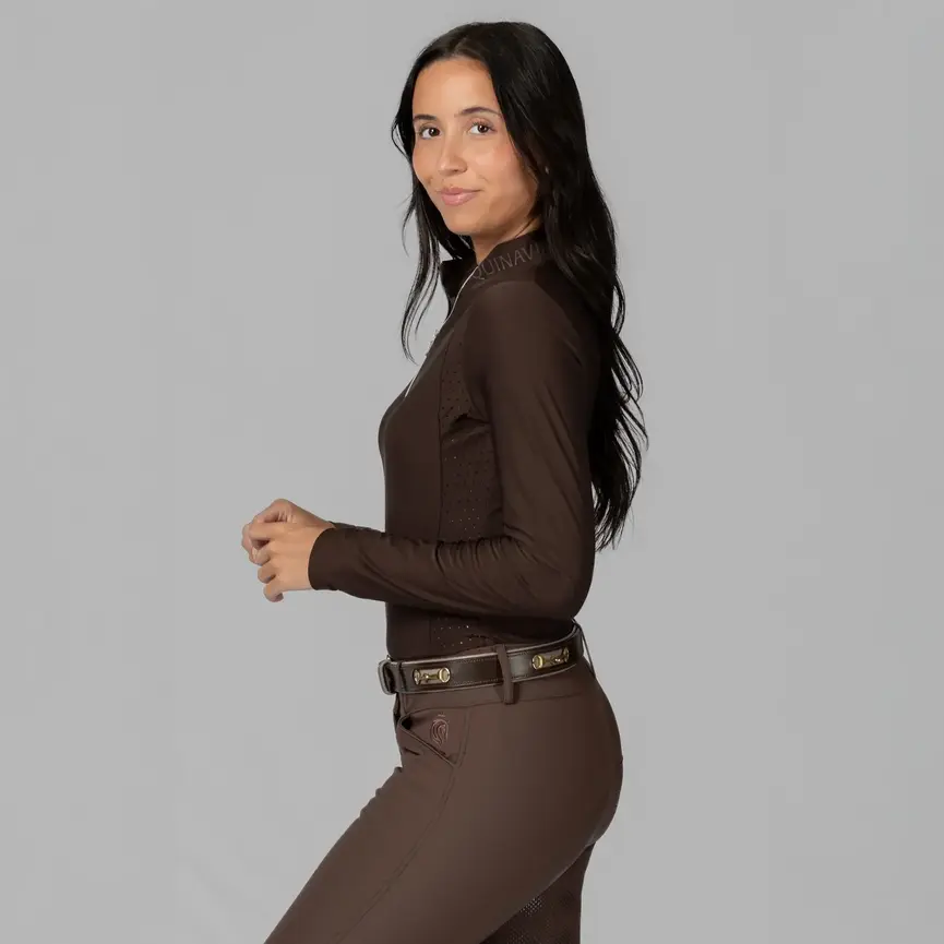Aurora Womens Long Sleeved Training Shirt - Dark Brown