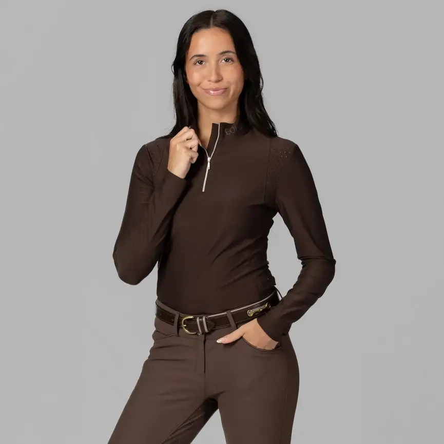 Aurora Womens Long Sleeved Training Shirt - Dark Brown