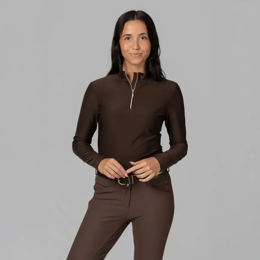 Aurora Womens Long Sleeved Training Shirt - Dark Brown