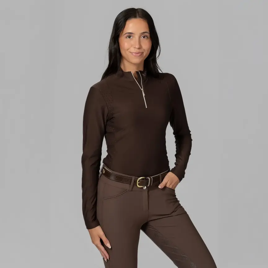 Aurora Womens Long Sleeved Training Shirt - Dark Brown