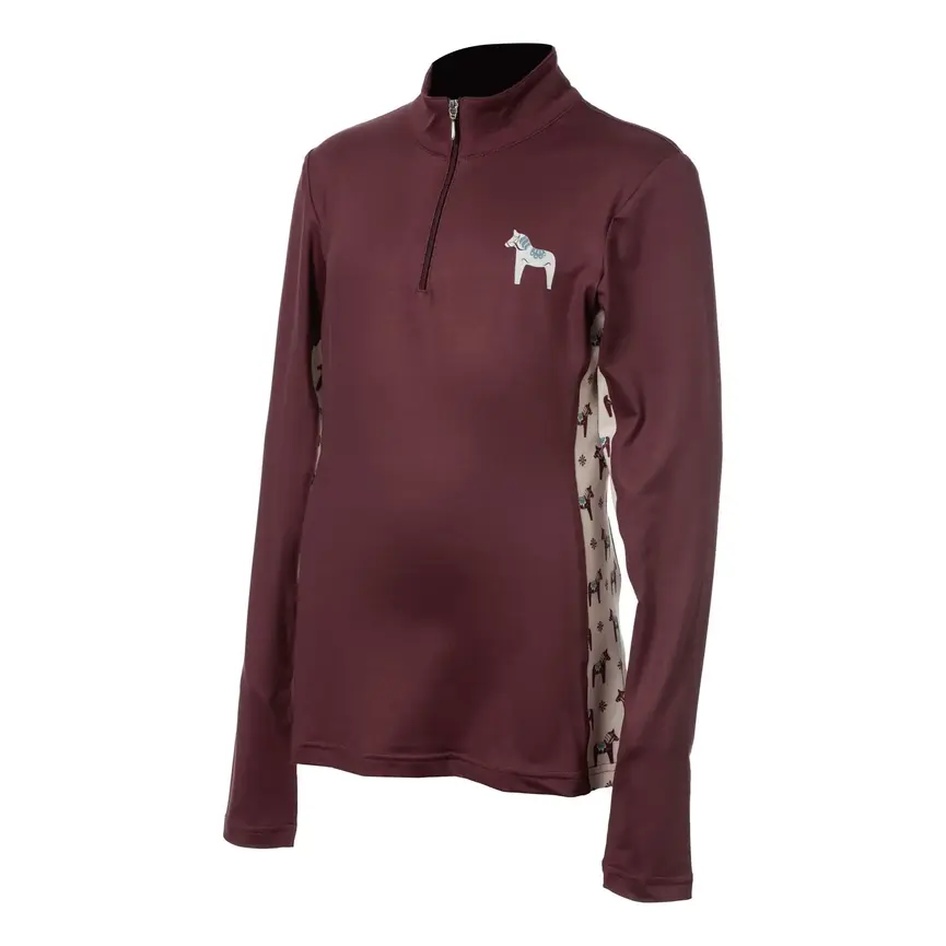 Lena Kids Long Sleeve Quarter Zip Shirt - Burgundy