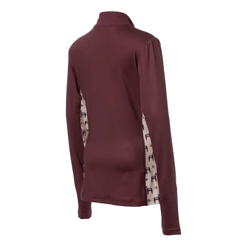 Lena Kids Long Sleeve Quarter Zip Shirt - Burgundy
