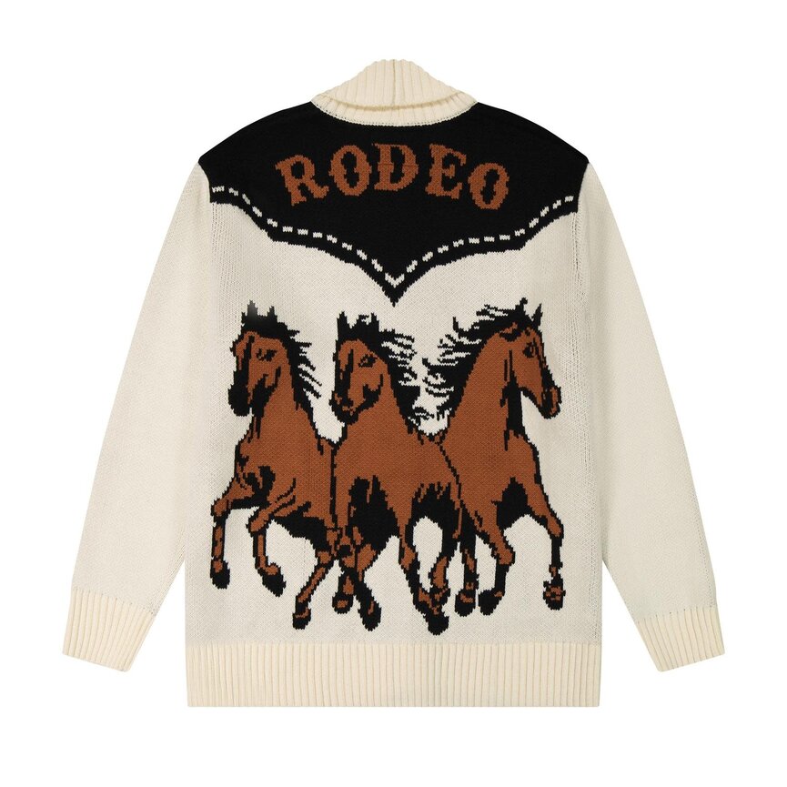 Woman's Retro Americana Sweater Cardigan - Cream