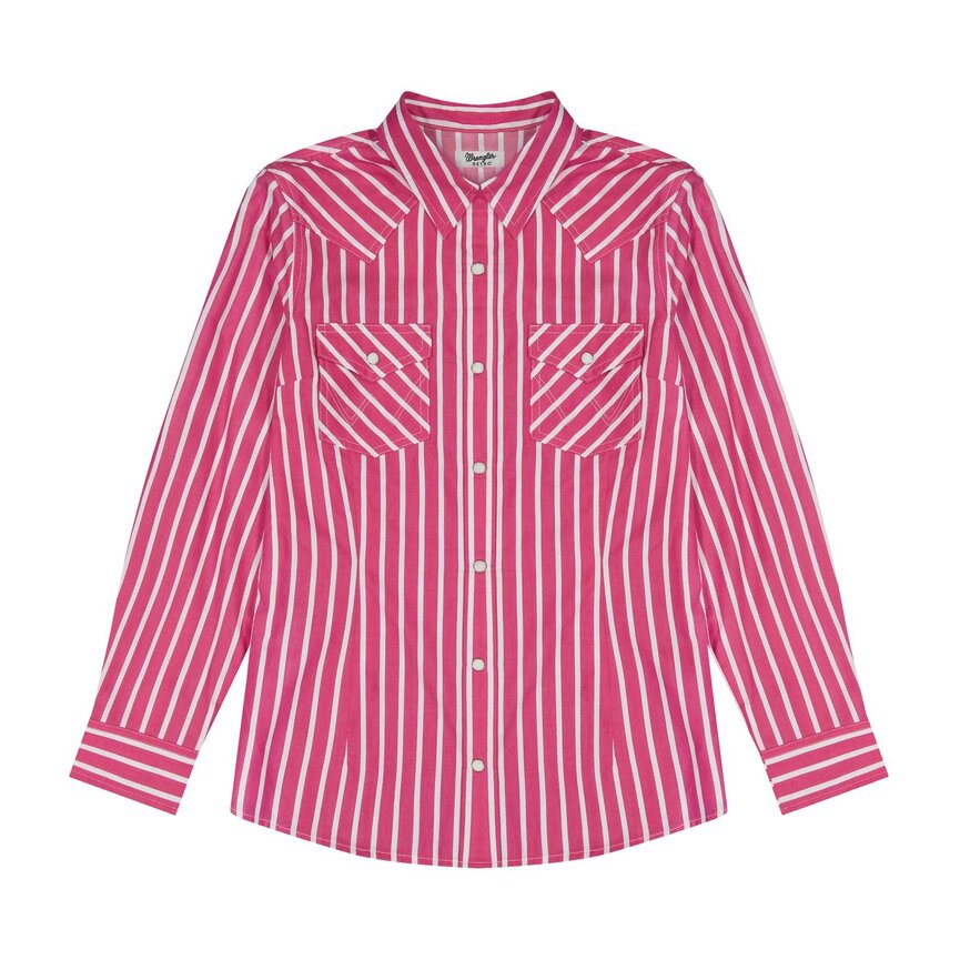 Women's  Retro Western Dress Snap Shirt - Pink