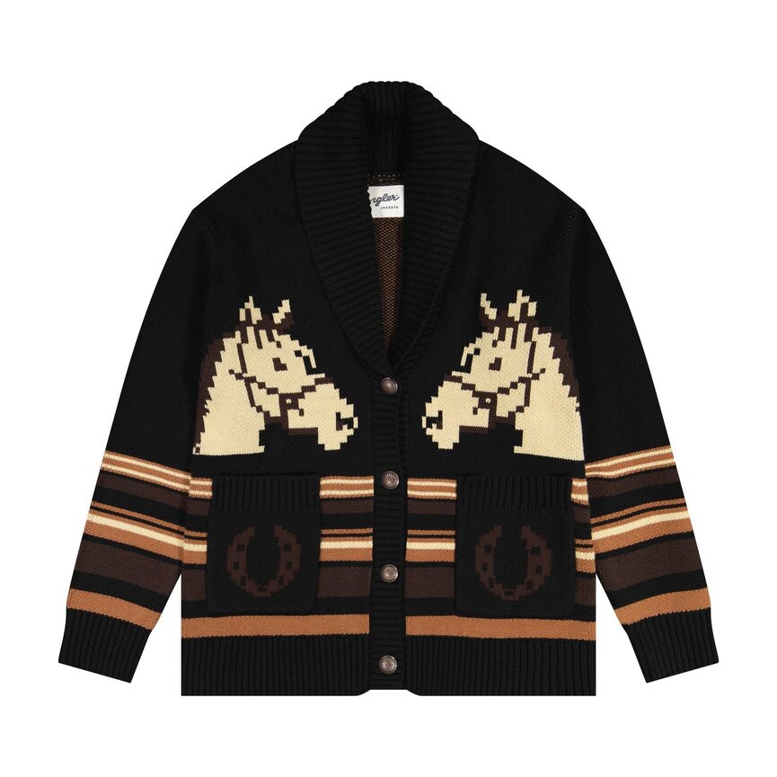 Woman's Retro Punchy Sweater Cardigan - Black