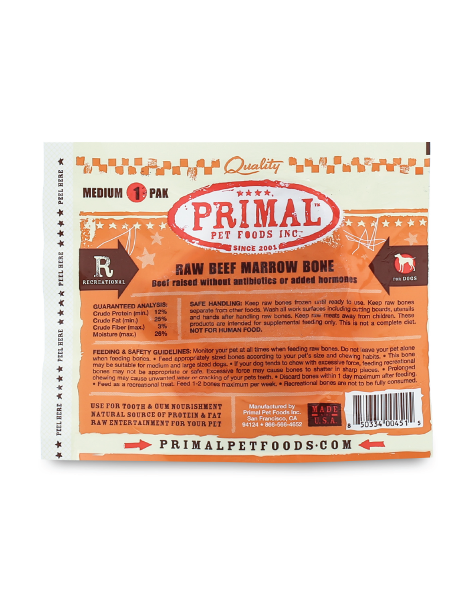 PRIMAL PET FOODS Primal | Dog Frozen Bone Beef Marrow