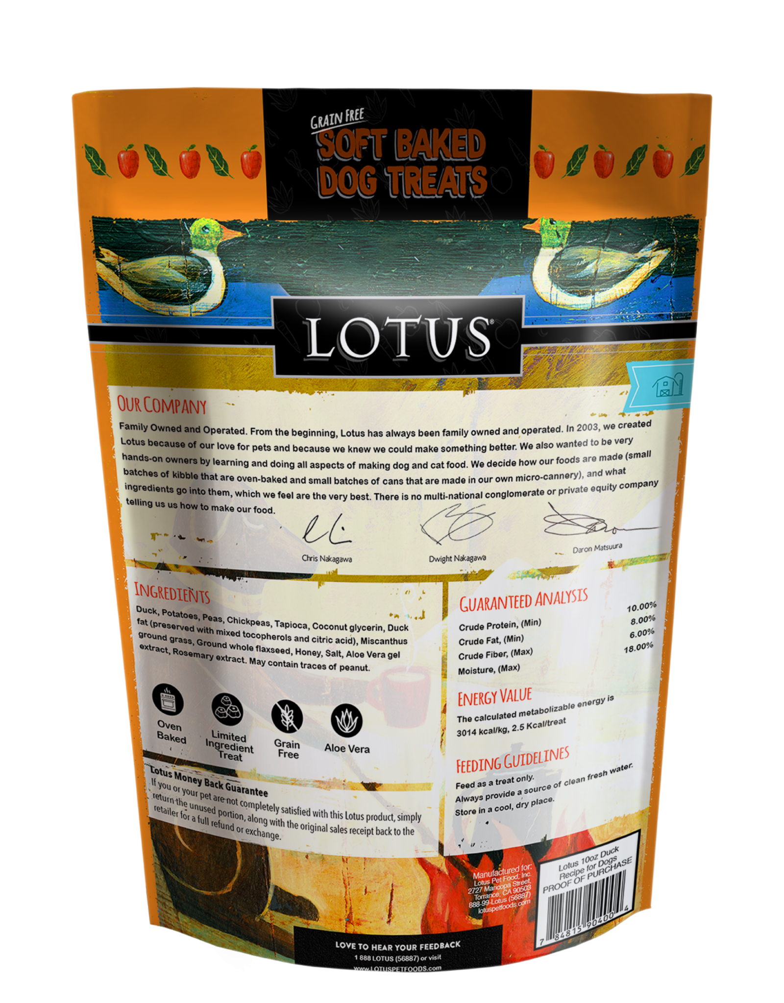 Lotus Lotus | Grain Free Soft Baked Dog Treats 10 oz Duck Recipe