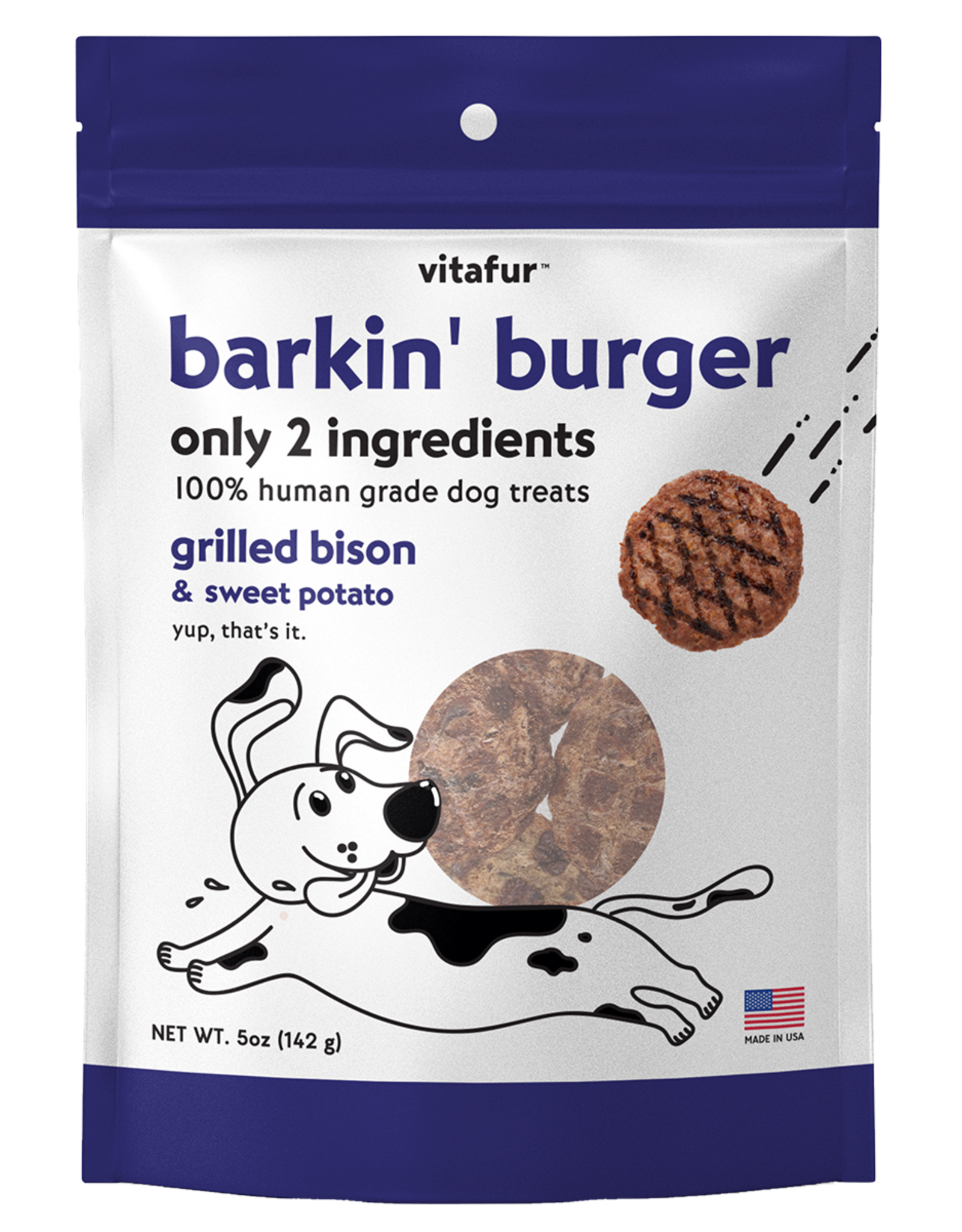 Vitafur Vitafur | Barkin' Burger | Dog Treats 5 oz Grilled Bison