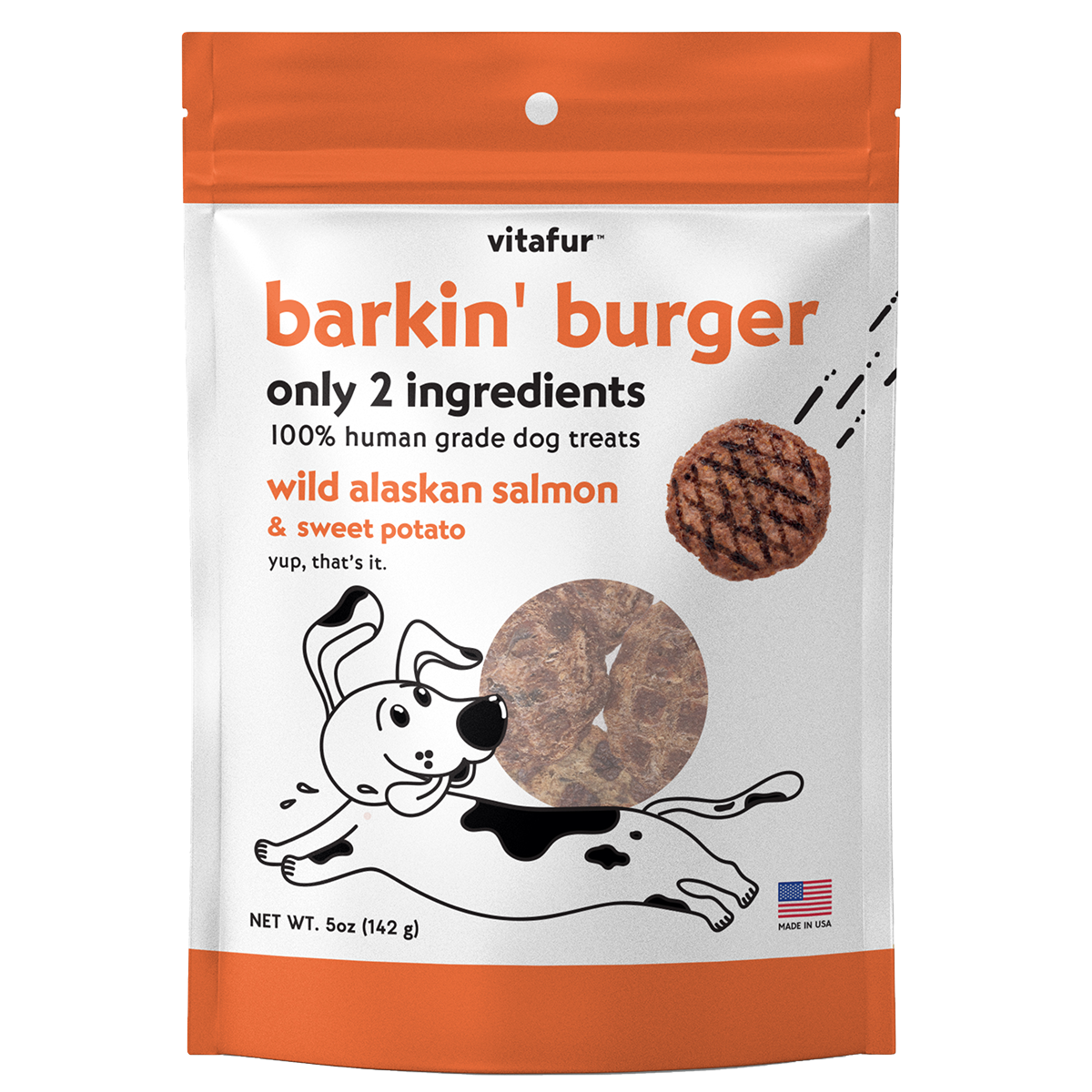 Vitafur Barkin Burger Dog Treats 5 oz Wild Alaskan Salmon Lucky Pet Dog Grooming Westchase