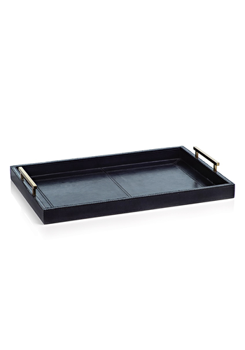  ZODAX Umbria Leather Tray with Gold Handles 