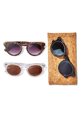  Sunglasses w Gold Ring Lenses in Cork Pouch 