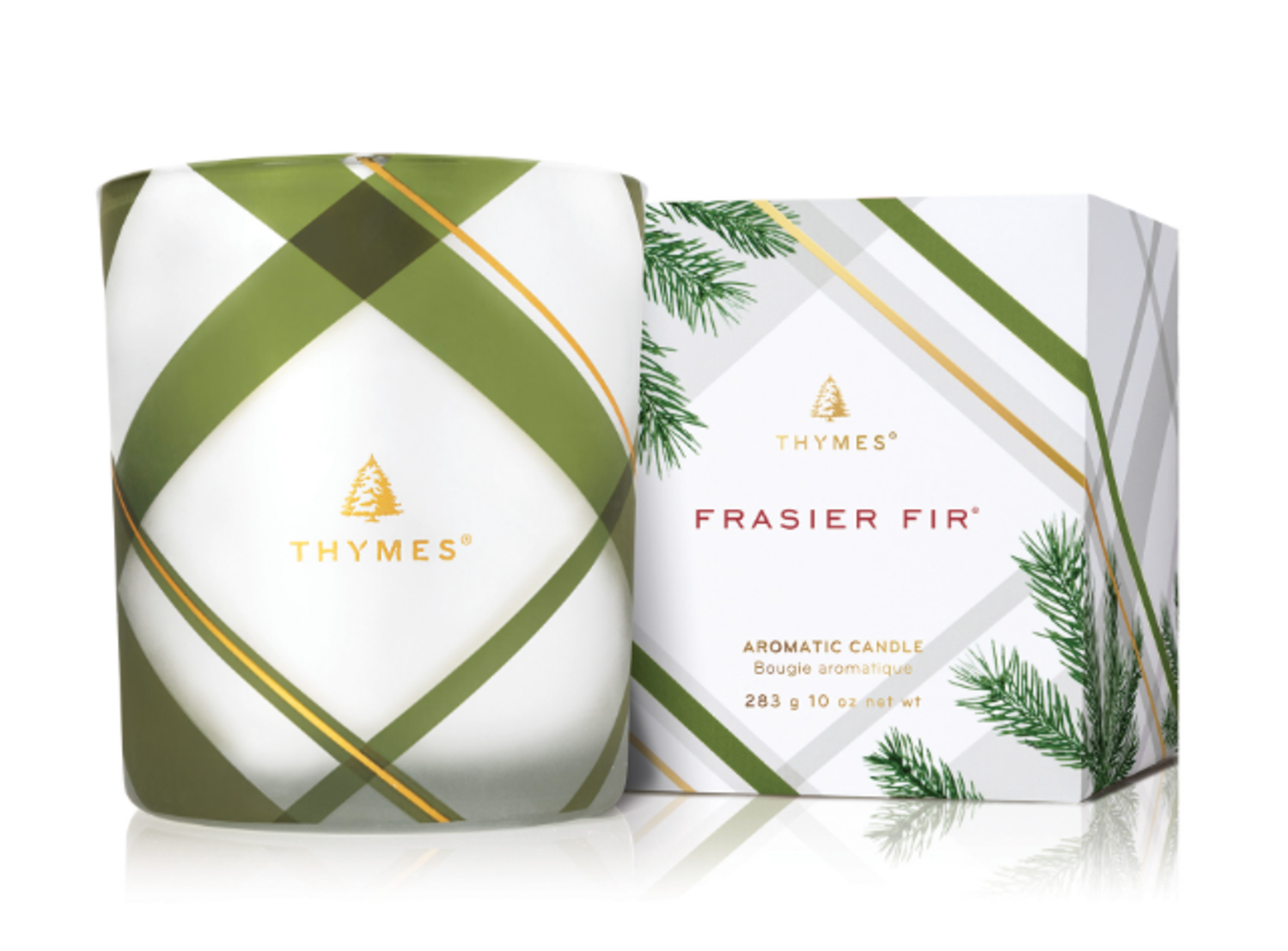THYMES FROSTED PLAID MEDIUM CANDLE / 03545242500 - Curated Home