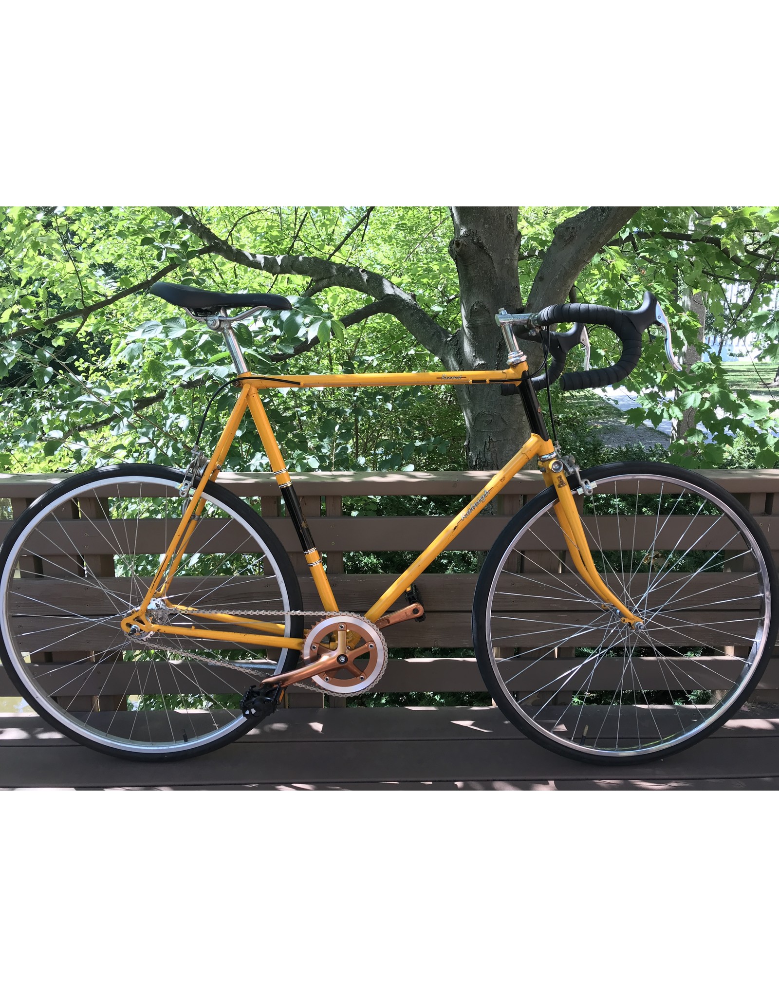 yellow raleigh bike