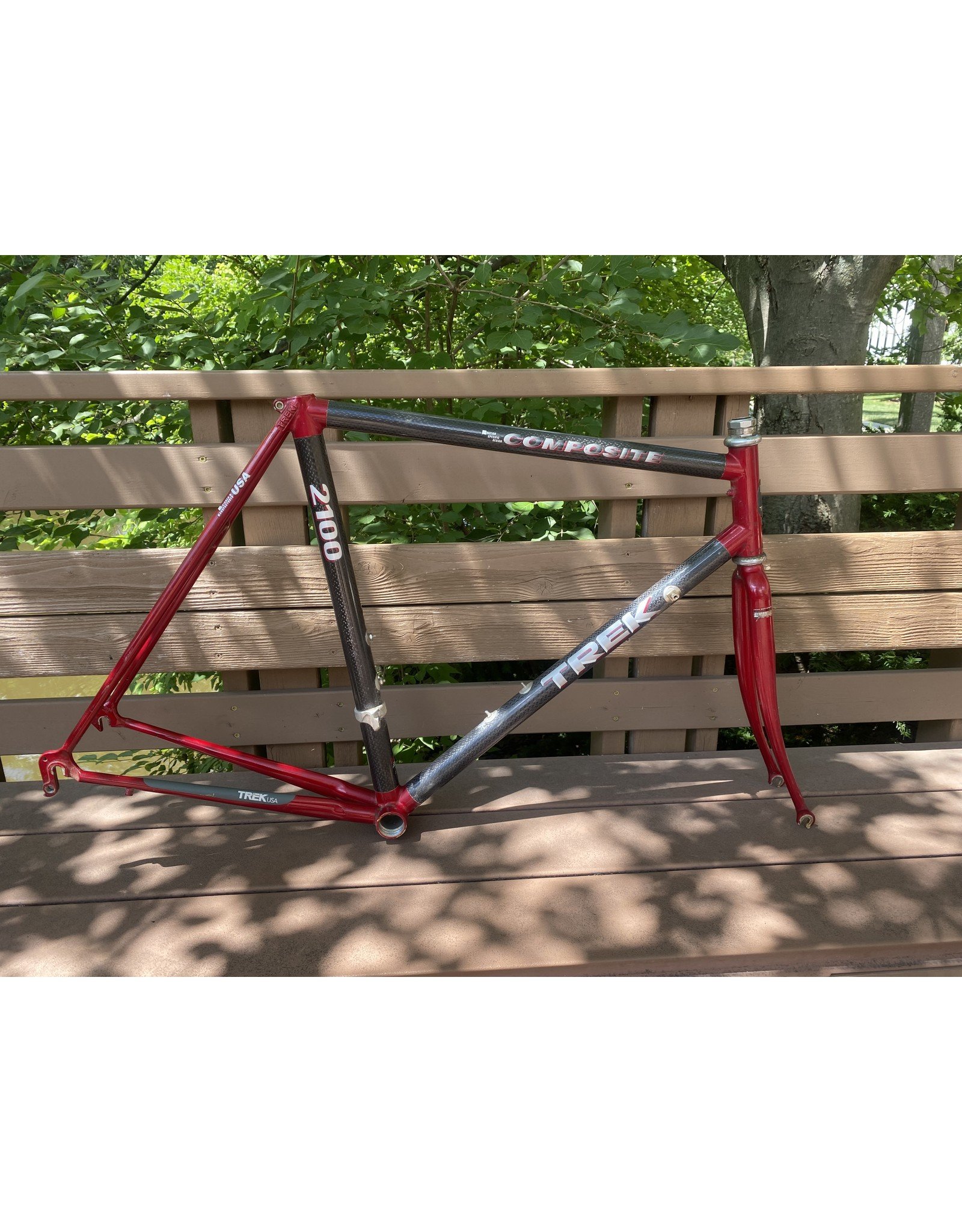 Trek Trek 2100 "Composite" road frame - red/carbon, 57cm (center-to-top), w/headset, AS IS