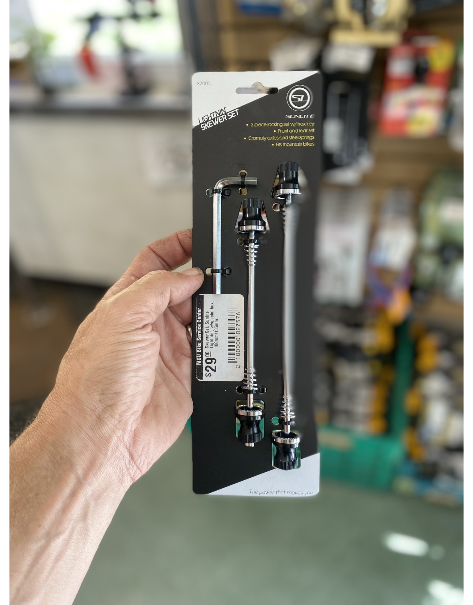 Anti-theft Skewer Set, Sunlite Lightnin', w/special hex, 100mm/130mm ROAD