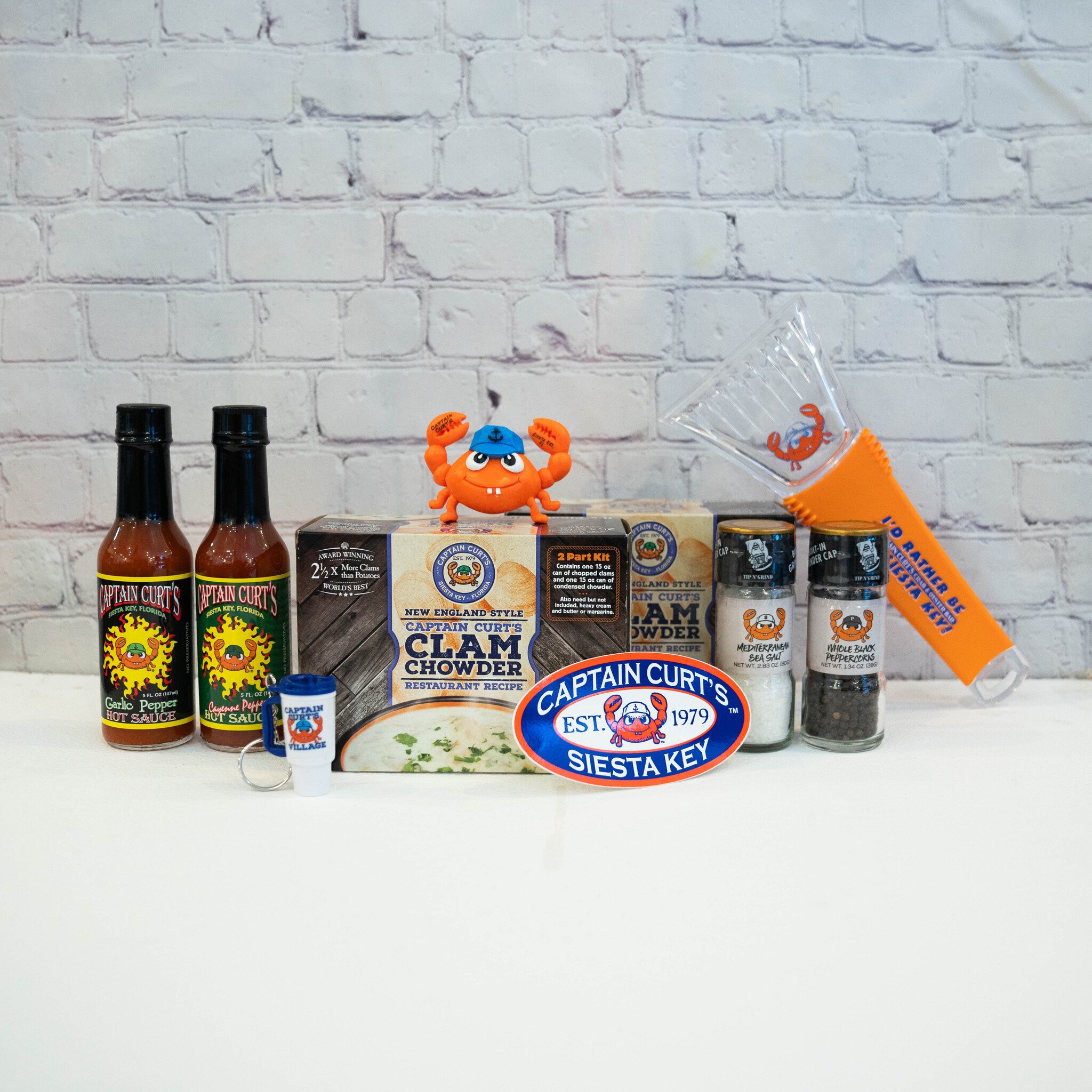 Captain Curt's Gift Basket with Salt Pepper & Hot Sauce Tiki Trading