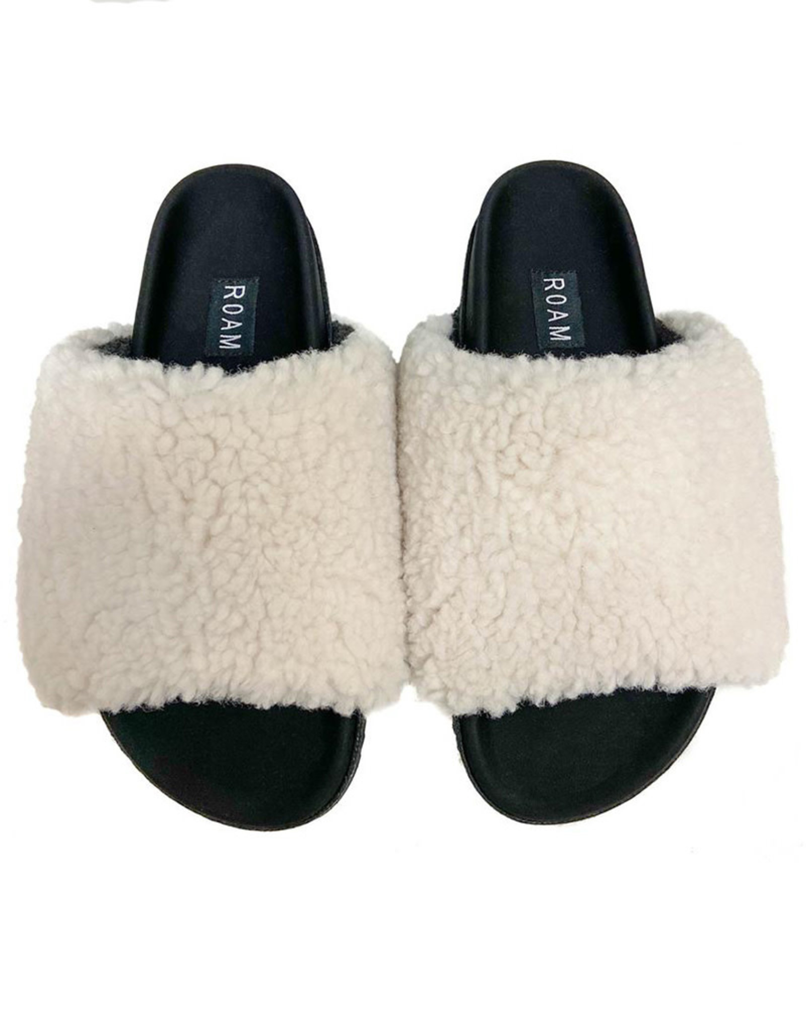 white fuzzy slippers