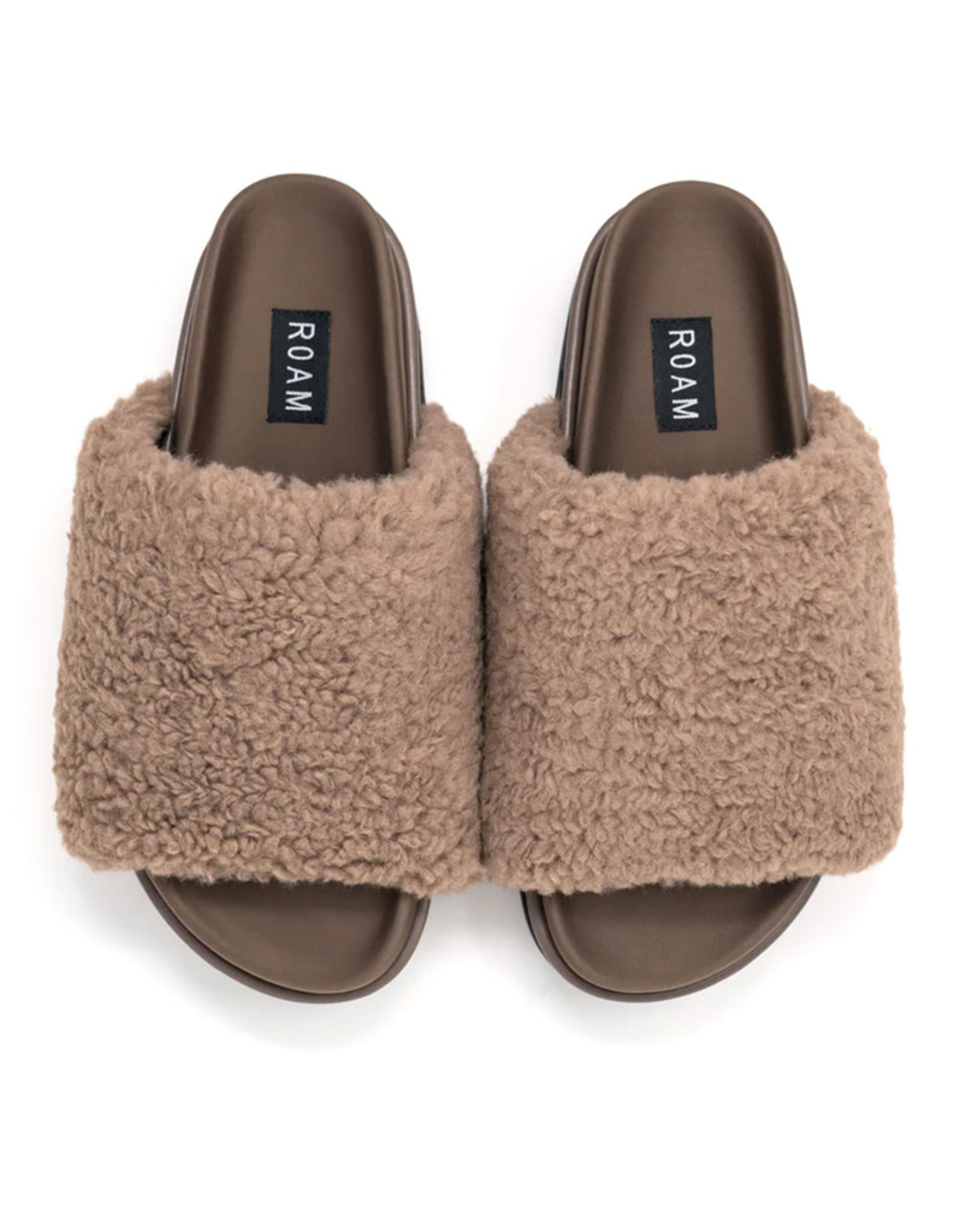 ROAM FUZZY PLATFORM TAUPE FAUX SHEARLING