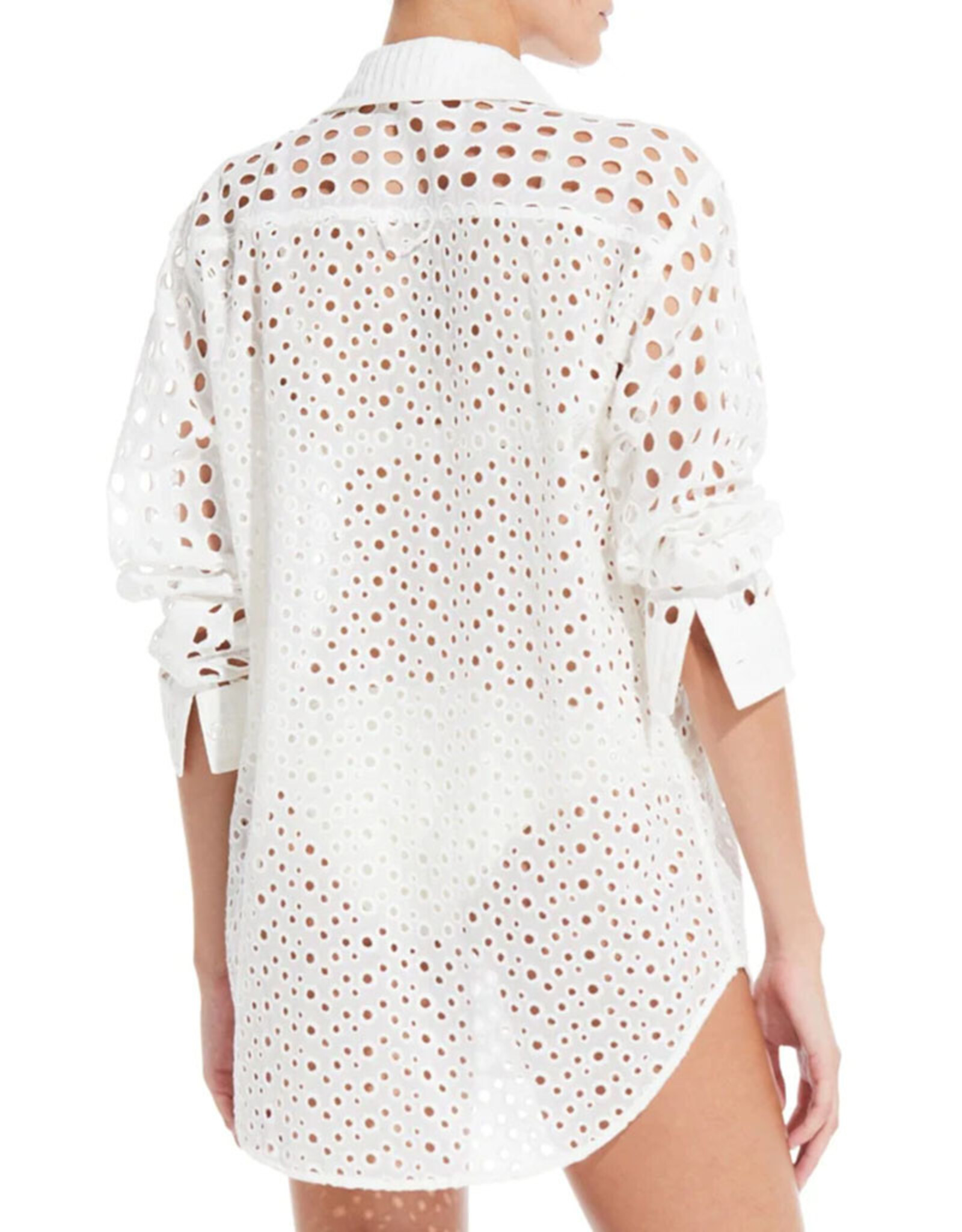 SOLID & STRIPED MIXED EYELET OXFORD TUNIC