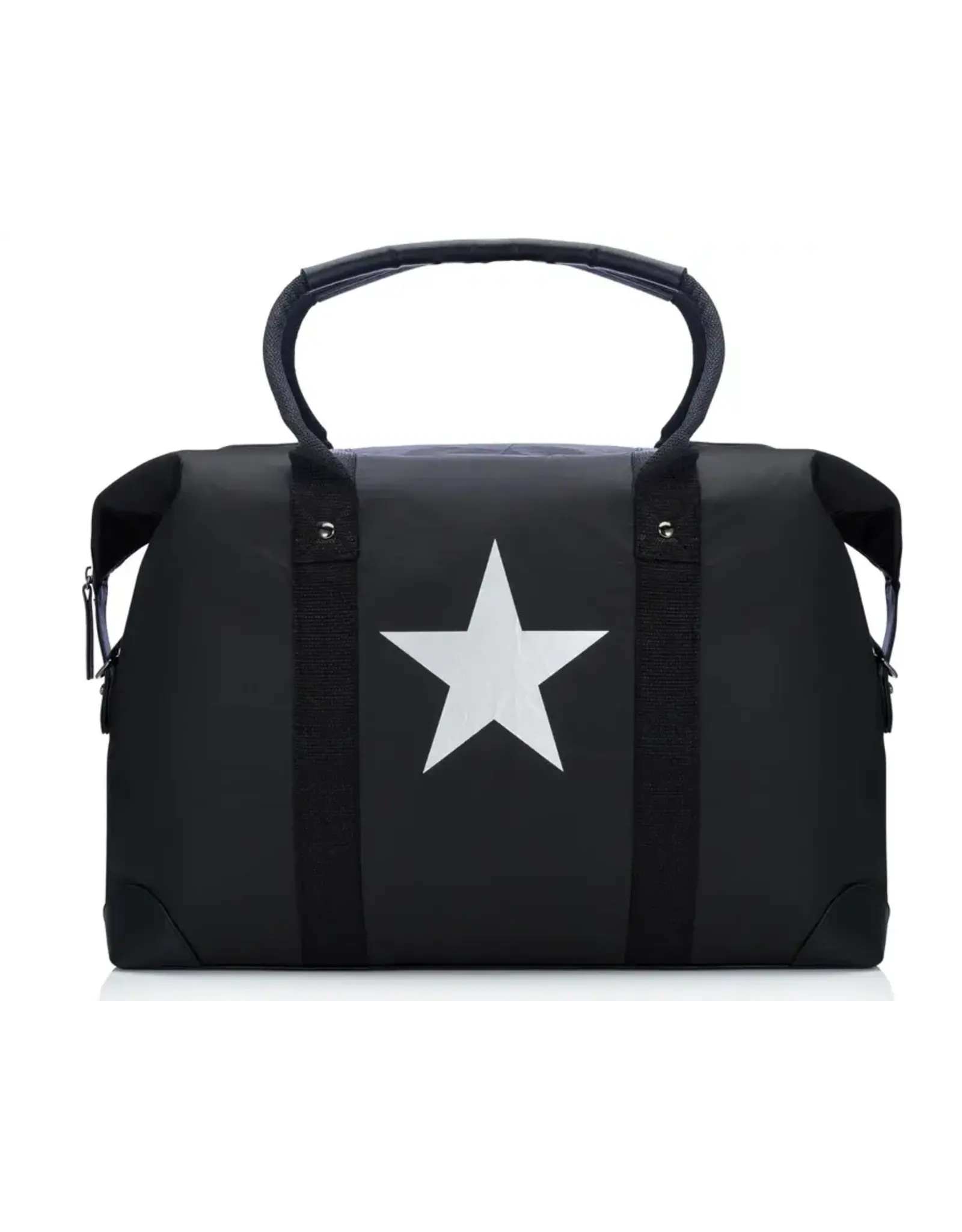 HI LOVE TRAVEL THE WEEKENDER – BLACK WITH METALLIC DOUBLE LINE