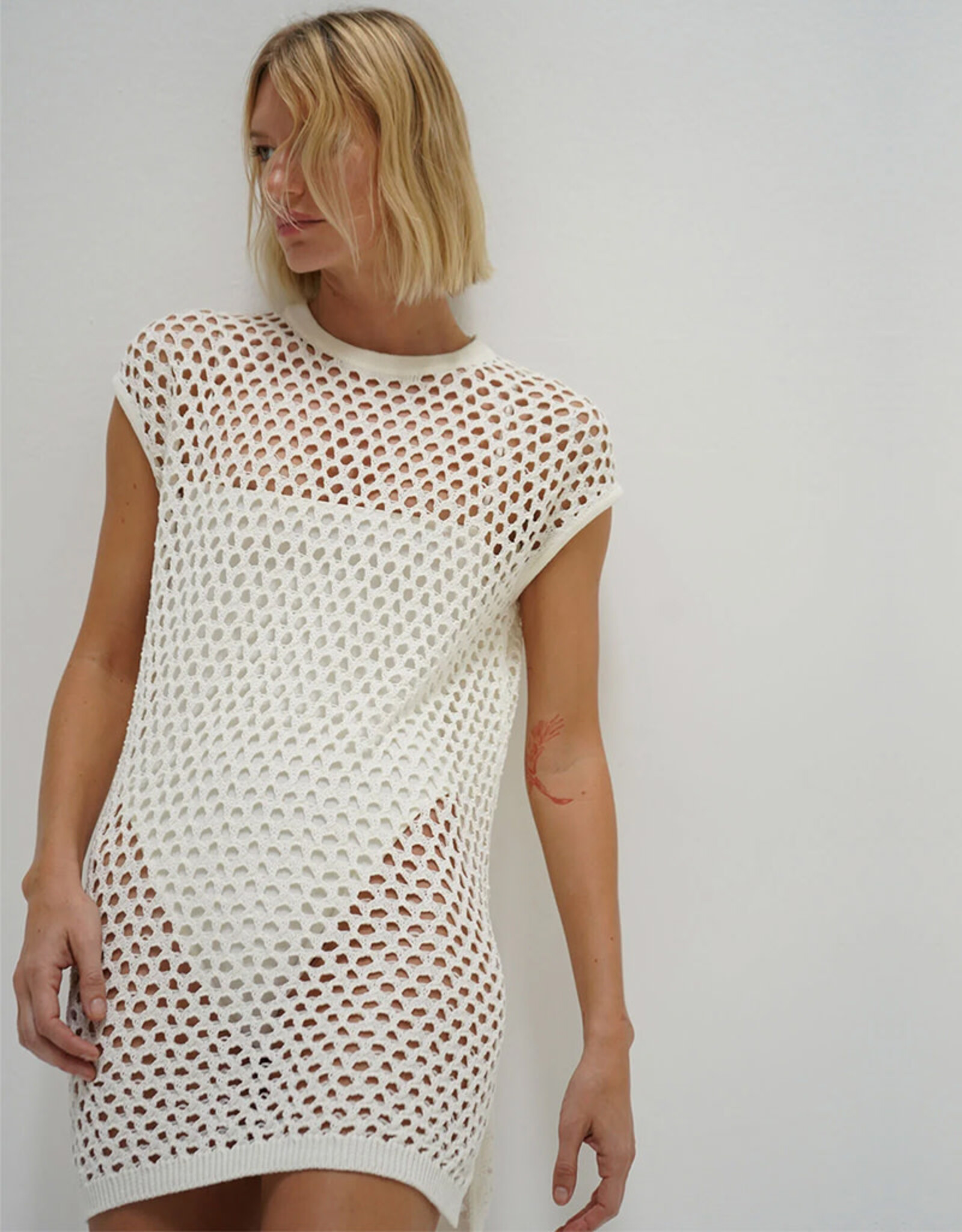 LNA TREY OPEN KNIT MINI DRESS