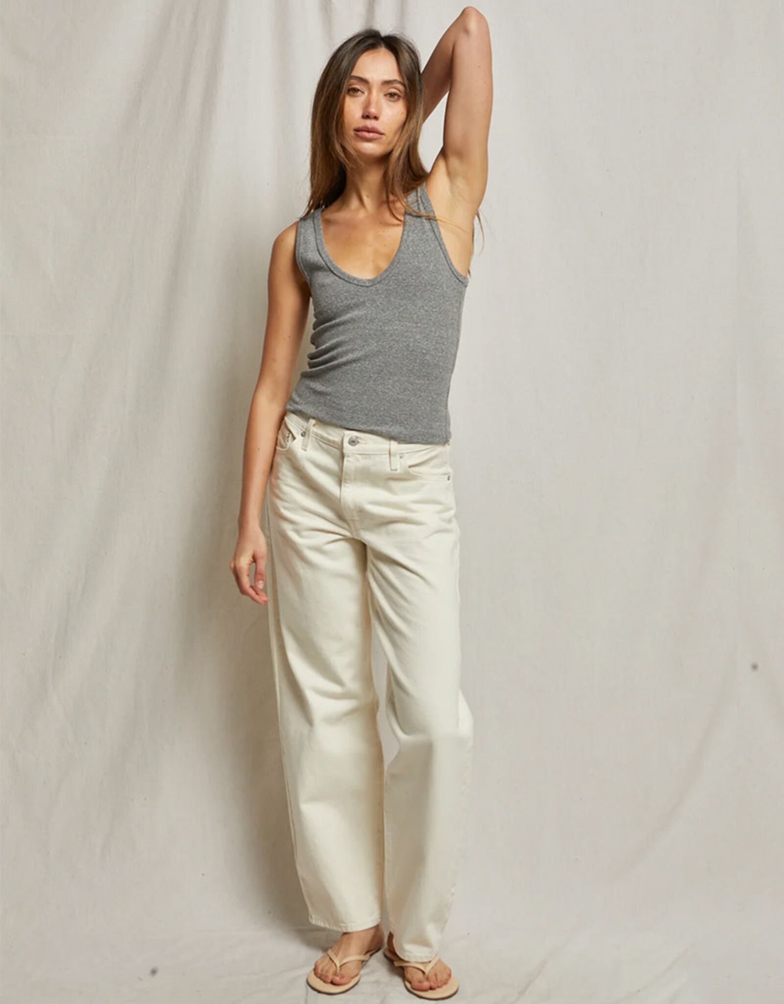 PERFECT WHITE TEE MARIA-STRUCTURED RIB VNECK TANK
