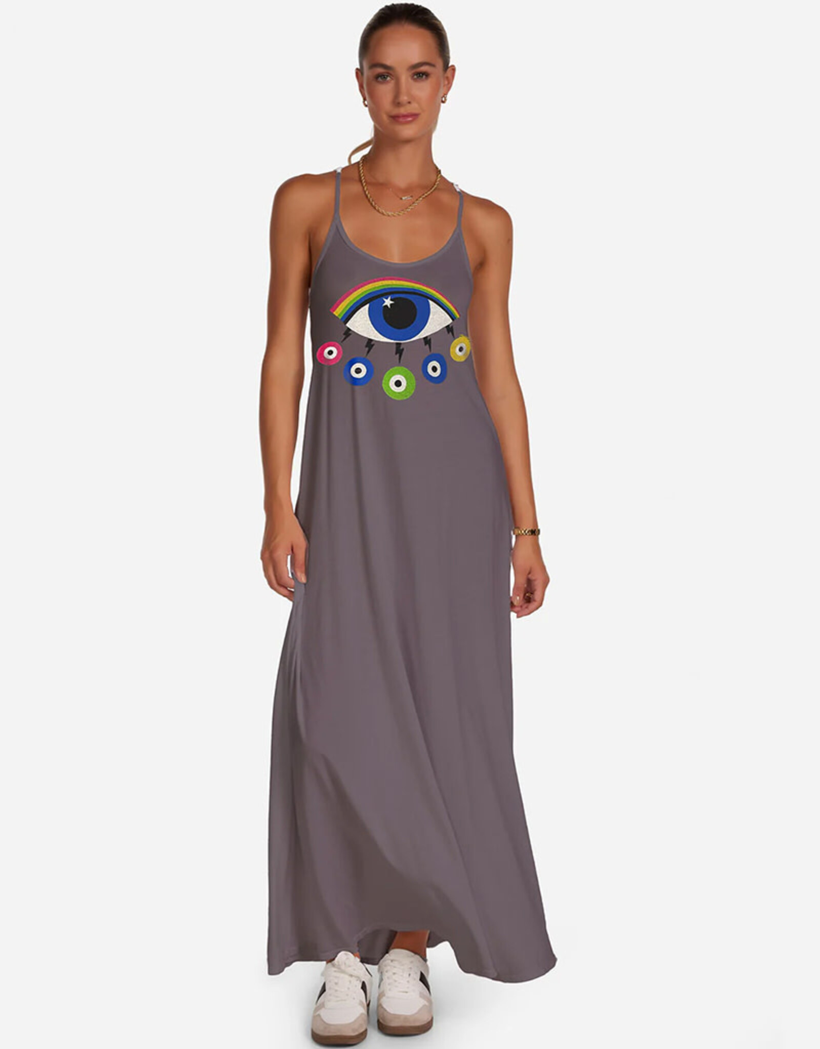 LAUREN MOSHI BERNA SPAGHETTI MAXI-RAINBOW EVIL EYE