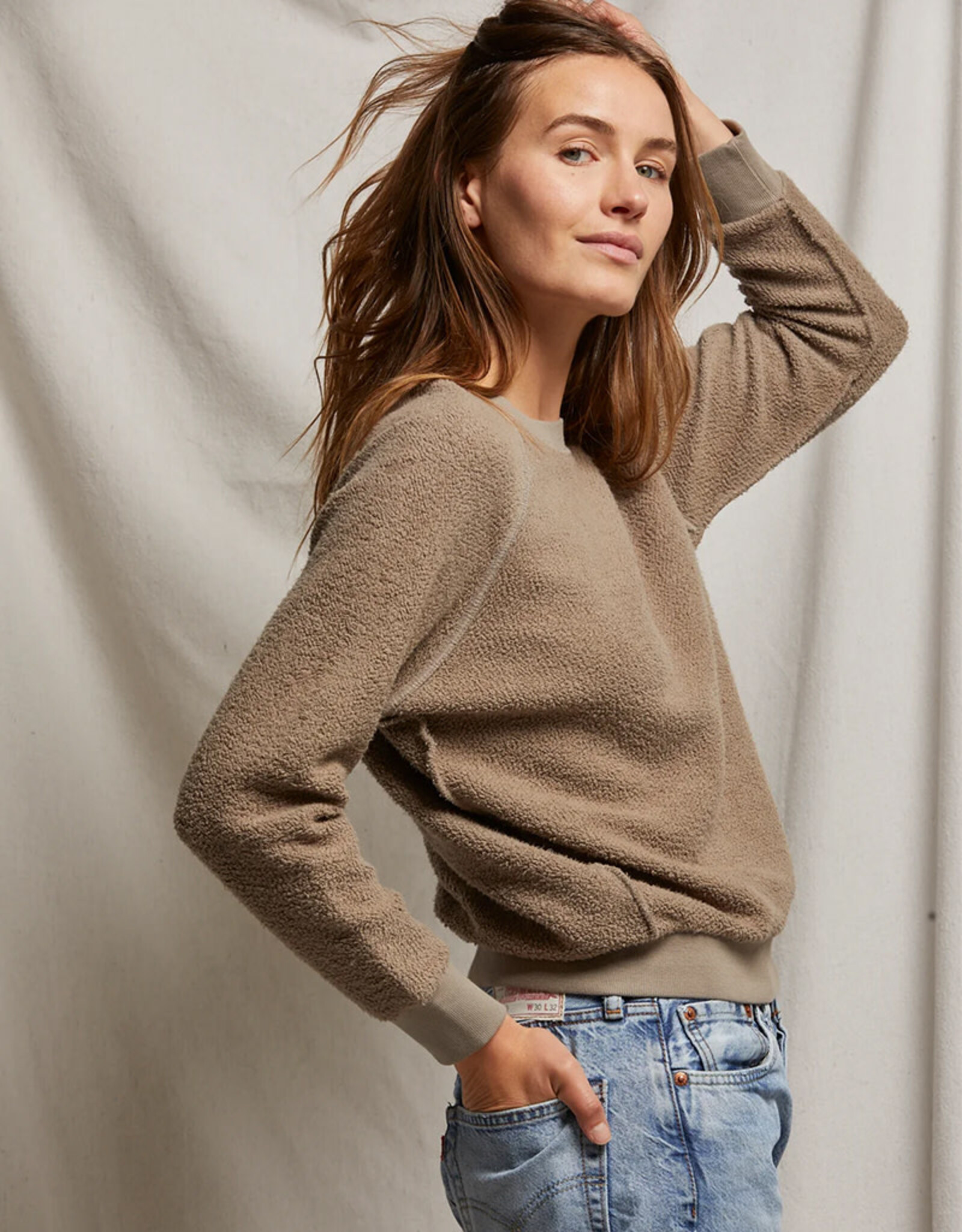 PERFECT WHITE TEE ZIGGY REVERSE FLEECE LS SHRUNKEN CREW