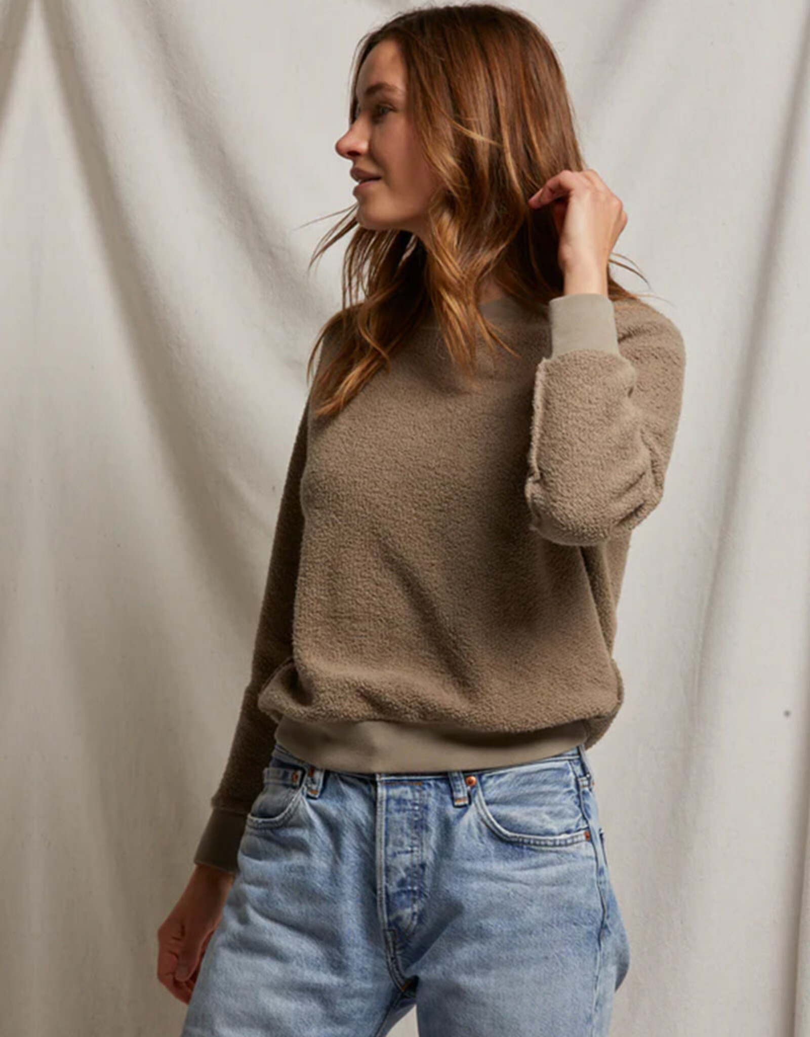 PERFECT WHITE TEE ZIGGY REVERSE FLEECE LS SHRUNKEN CREW