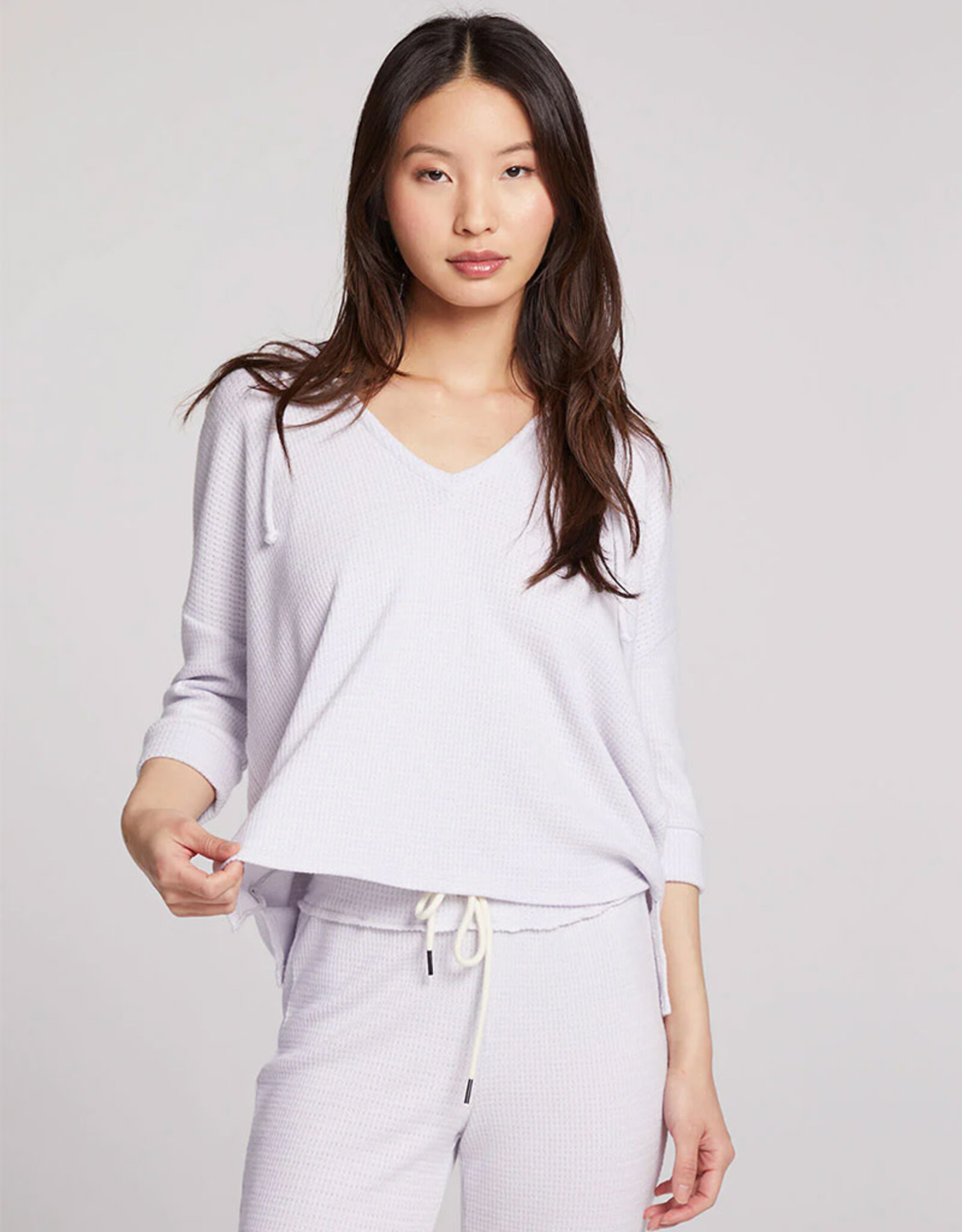 CHASER 3/4 SLEEVE SPLIT SIDE THERMAL DOLMAN HOODIE