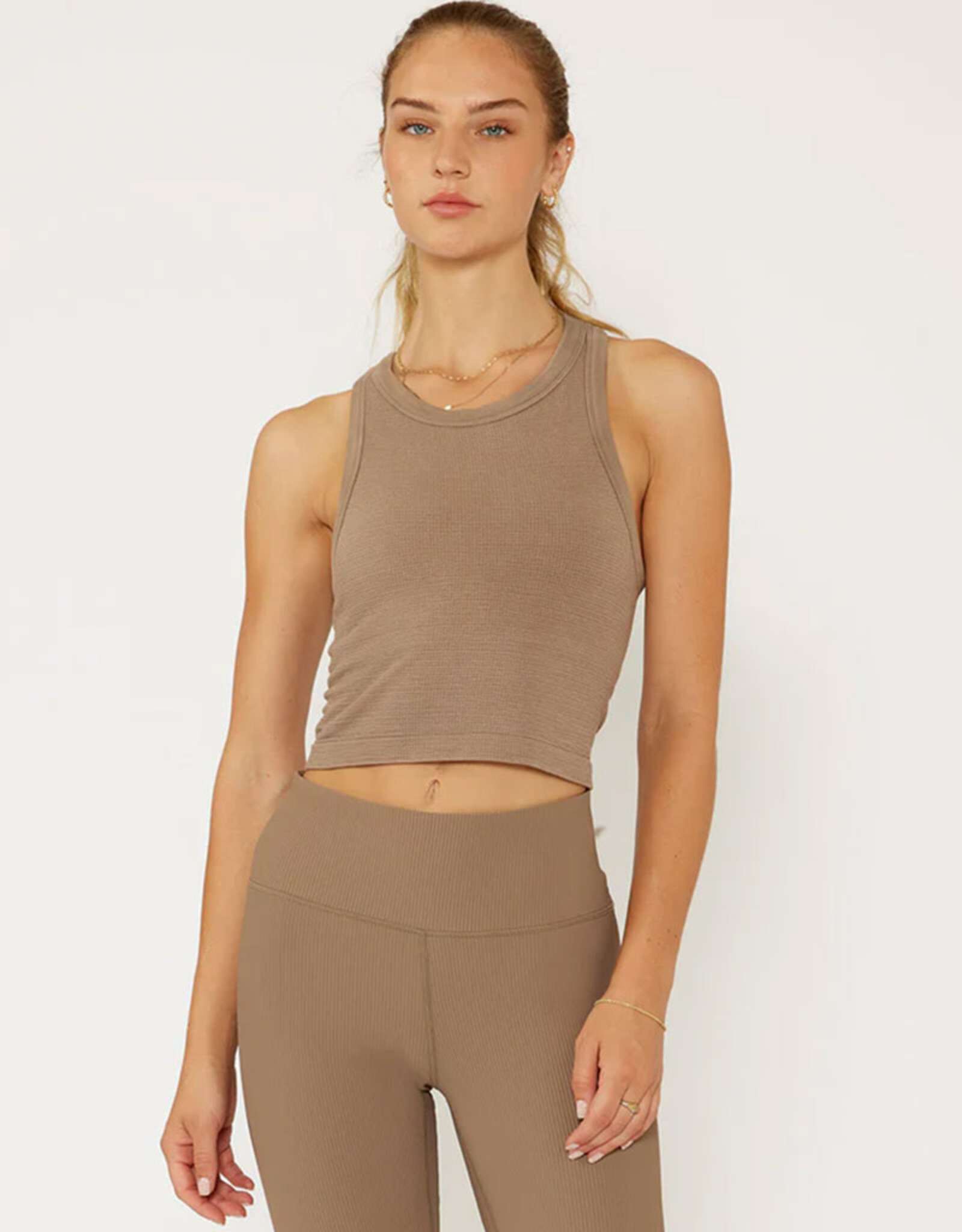 CREAM YOGA MIA HIGH NECK TANK BRA
