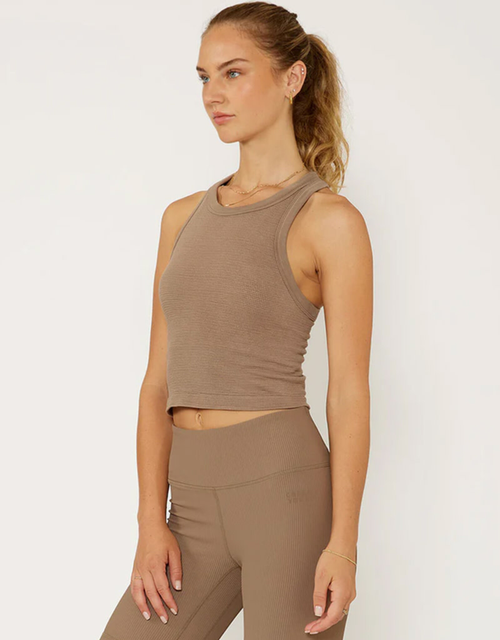 CREAM YOGA MIA HIGH NECK TANK BRA