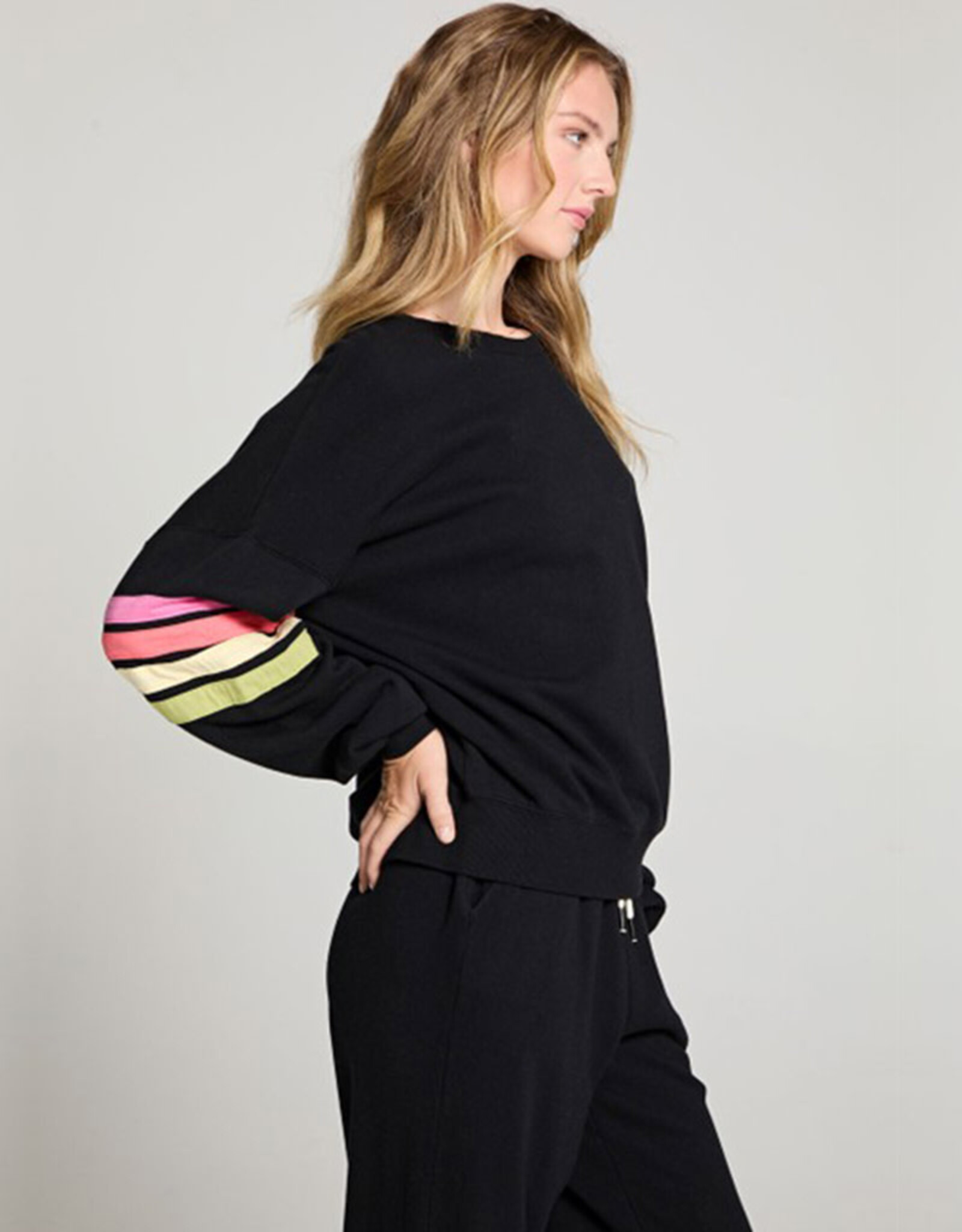 CHASER RAINBOW STRIPING LS PULLOVER