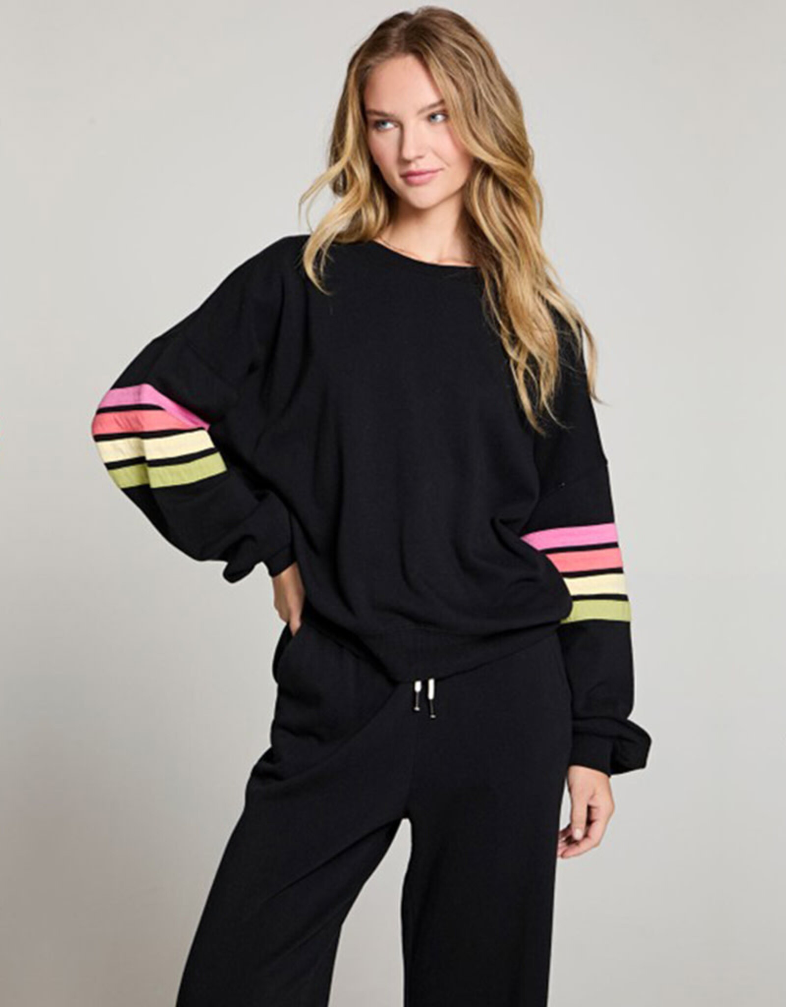 CHASER RAINBOW STRIPING LS PULLOVER