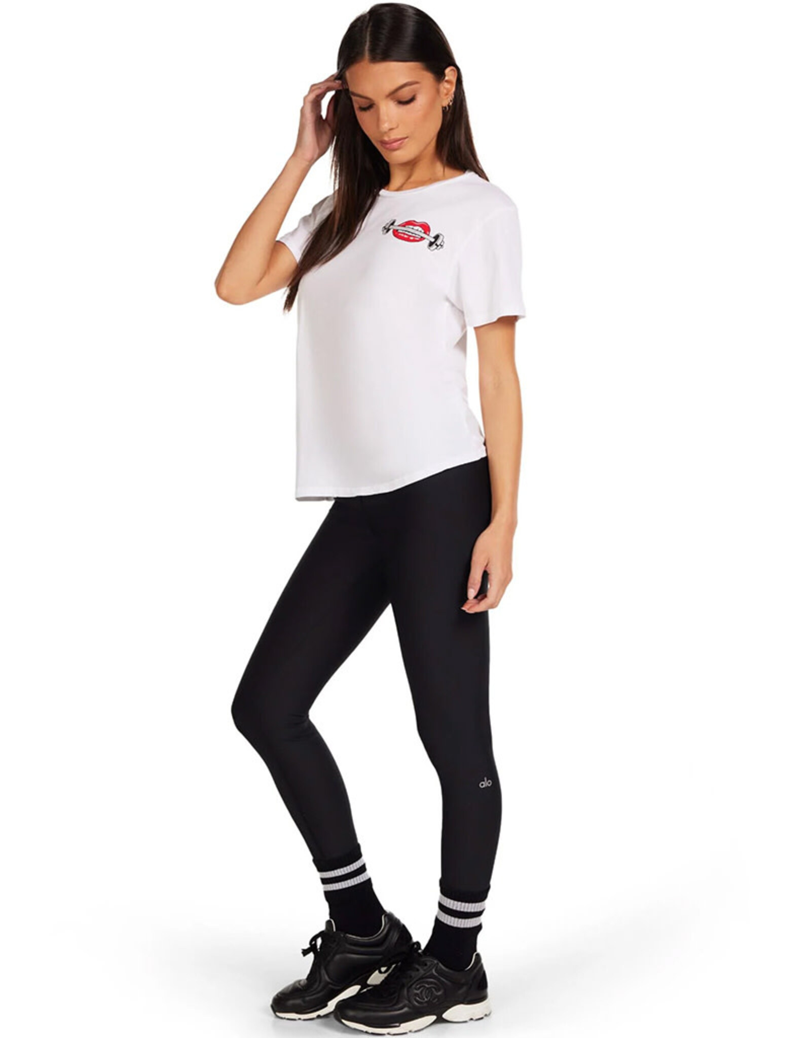 LAUREN MOSHI CORAL BARBELL LIP TEE