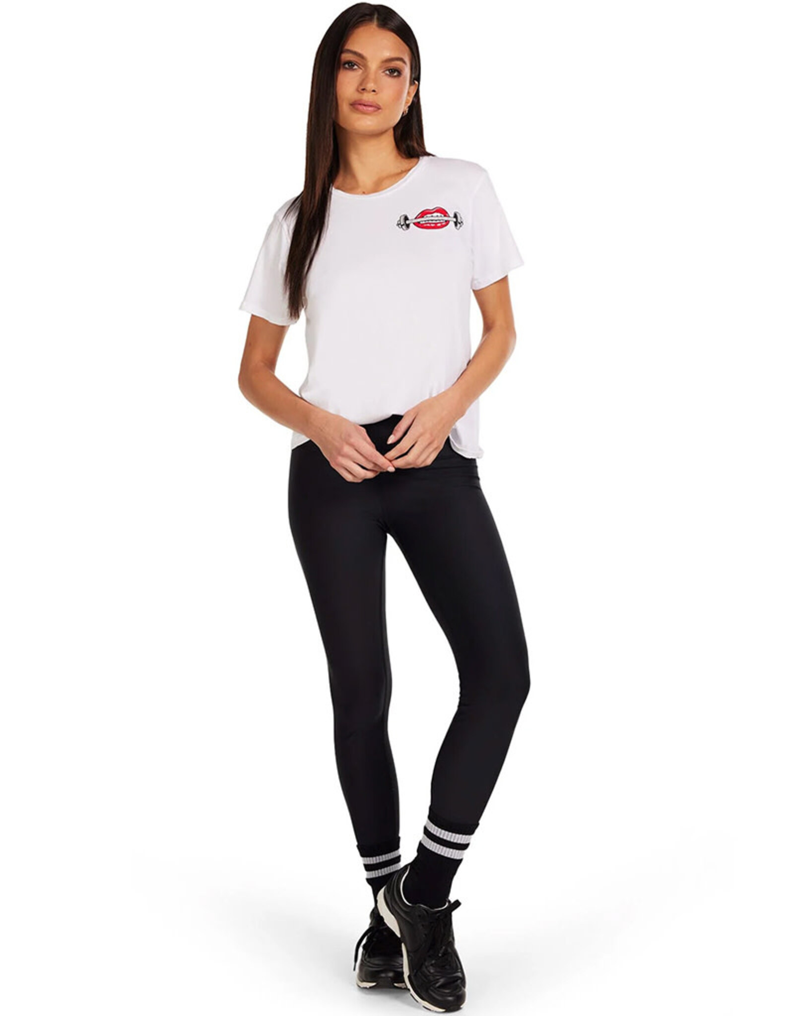 LAUREN MOSHI CORAL BARBELL LIP TEE