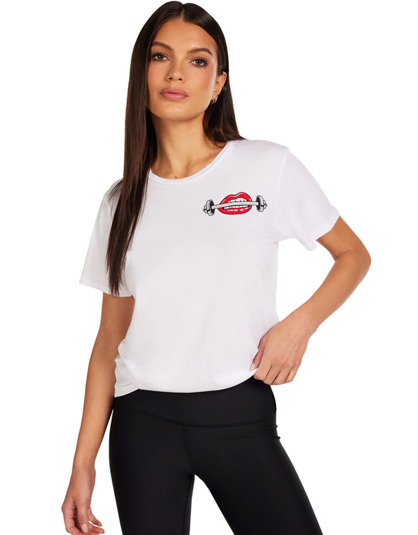 LAUREN MOSHI CORAL BARBELL LIP TEE