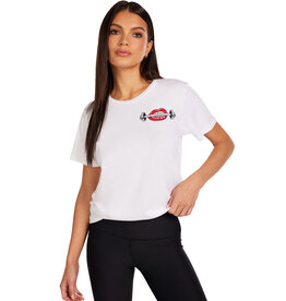 LAUREN MOSHI CORAL BARBELL LIP TEE