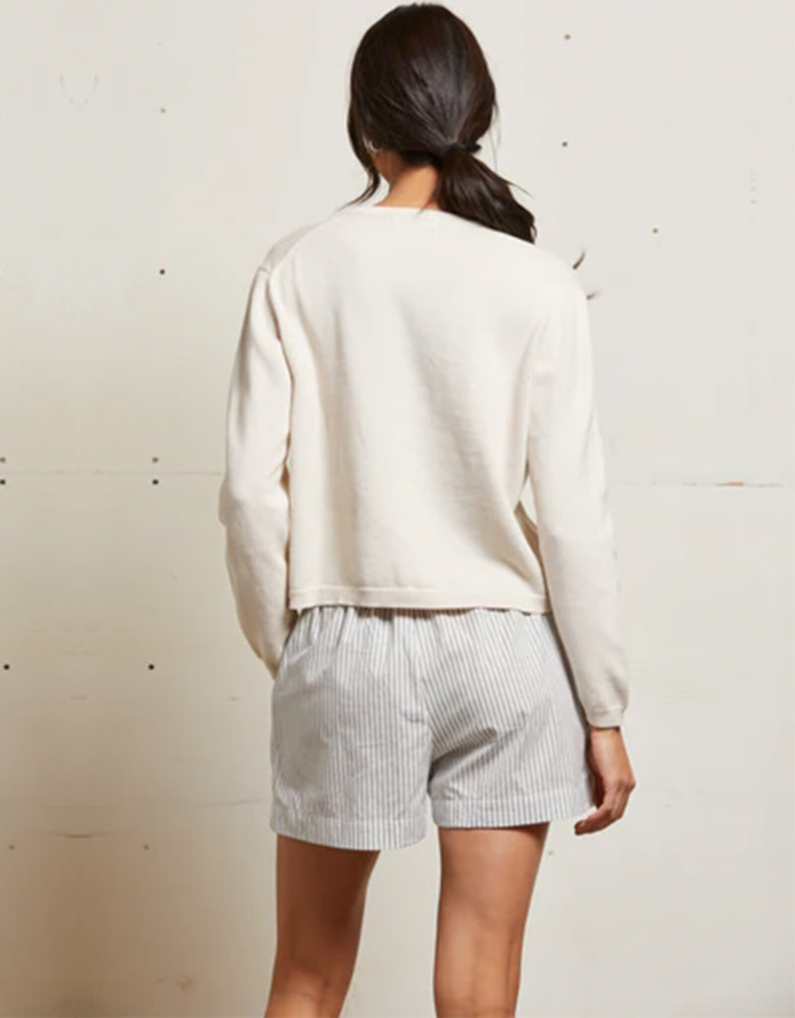 PERFECT WHITE TEE RILEY POPLIN STRIPE SHORT