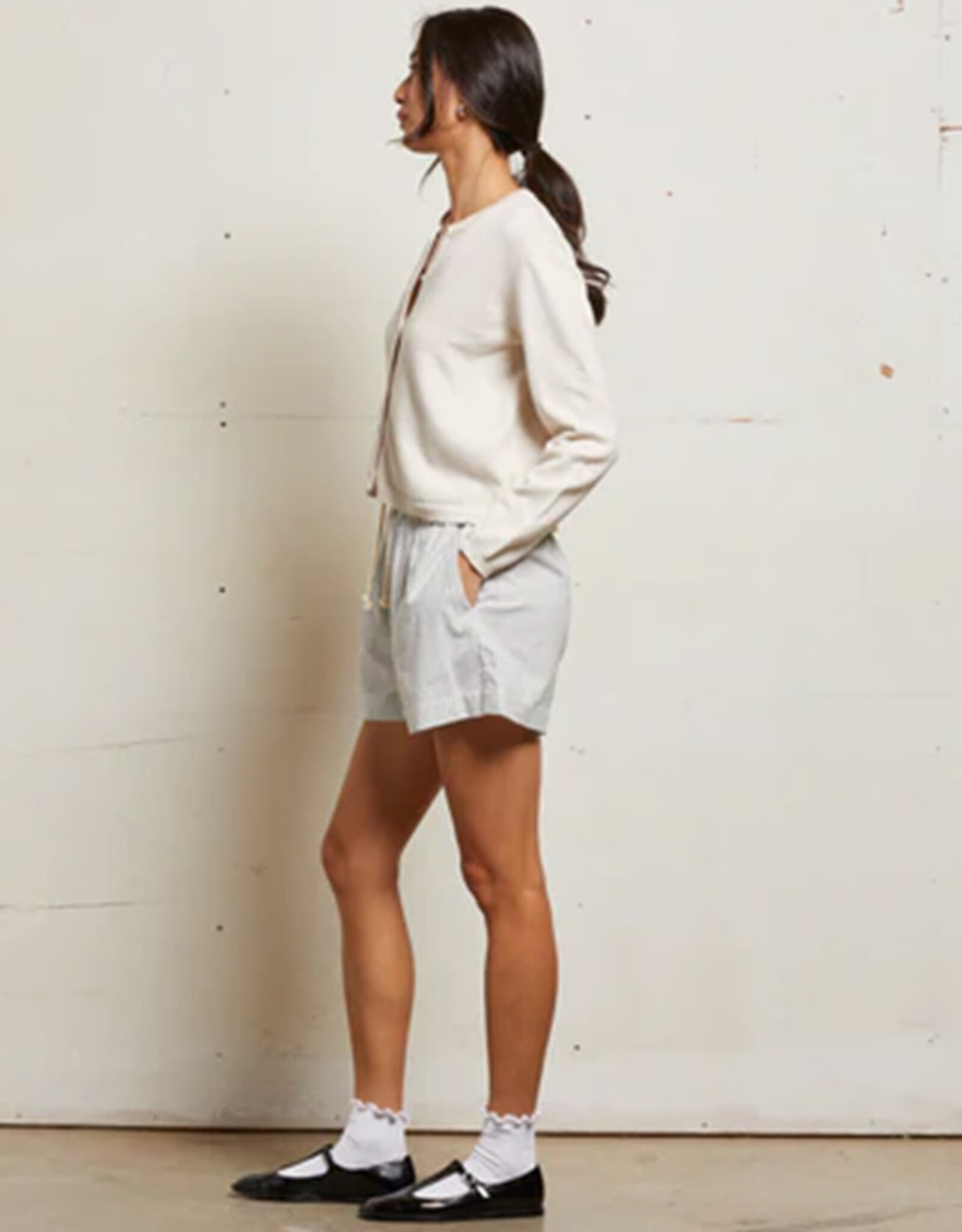 PERFECT WHITE TEE RILEY POPLIN STRIPE SHORT