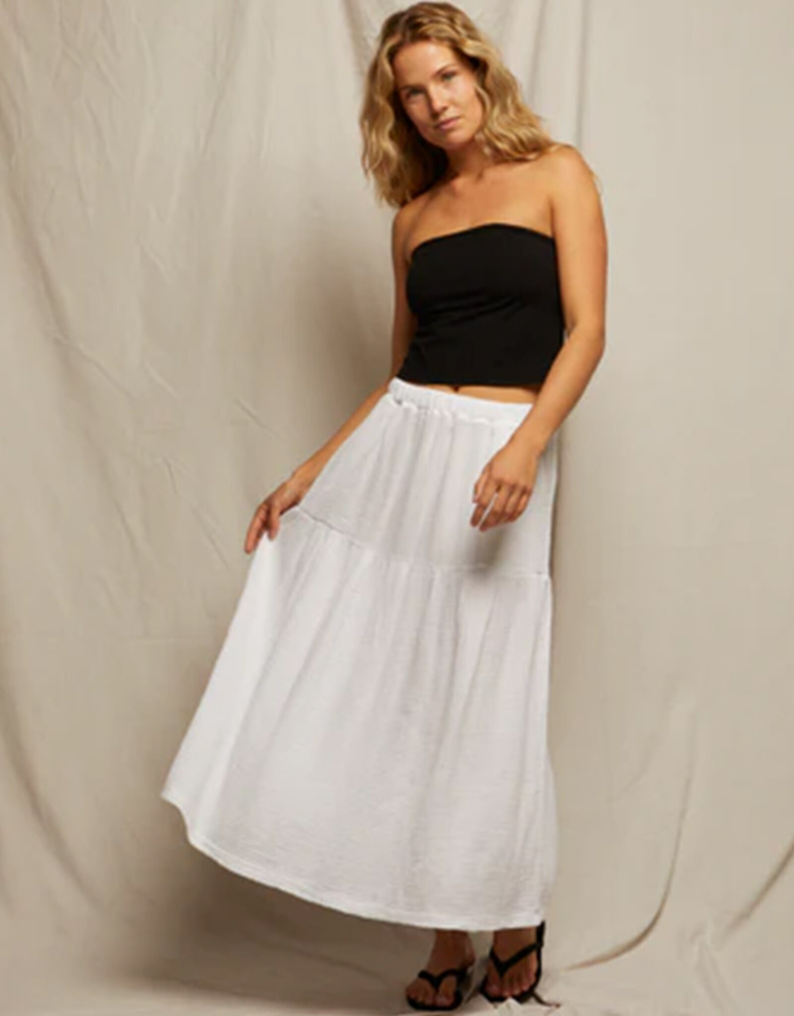PERFECT WHITE TEE BELLA GAUZE PULL ON SKIRT