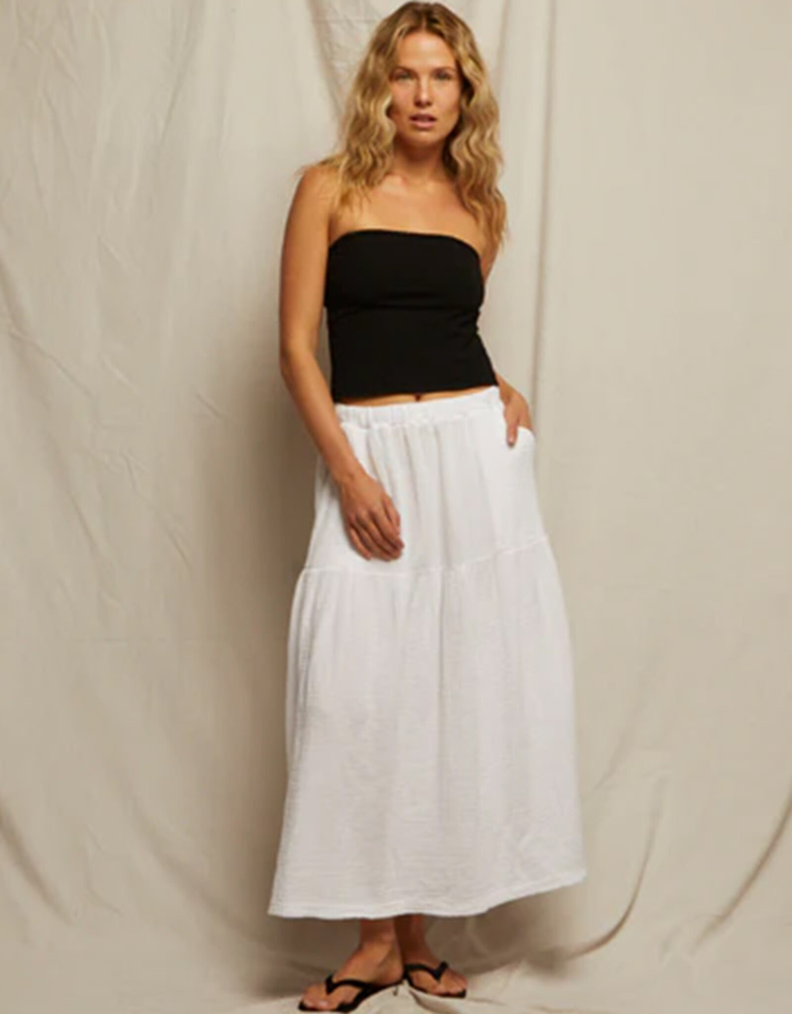 PERFECT WHITE TEE BELLA GAUZE PULL ON SKIRT
