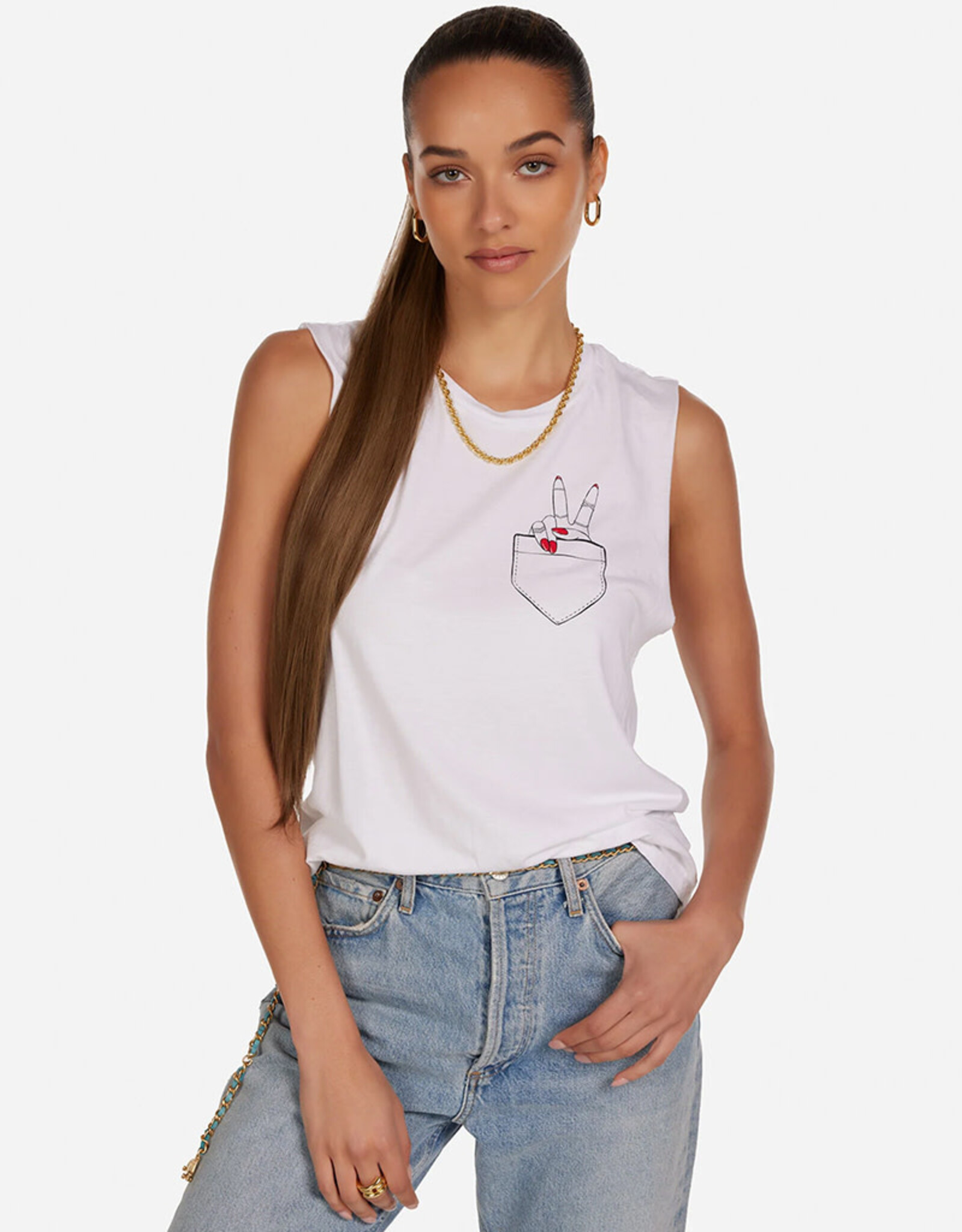 LAUREN MOSHI KEL PEACE POCKET TANK