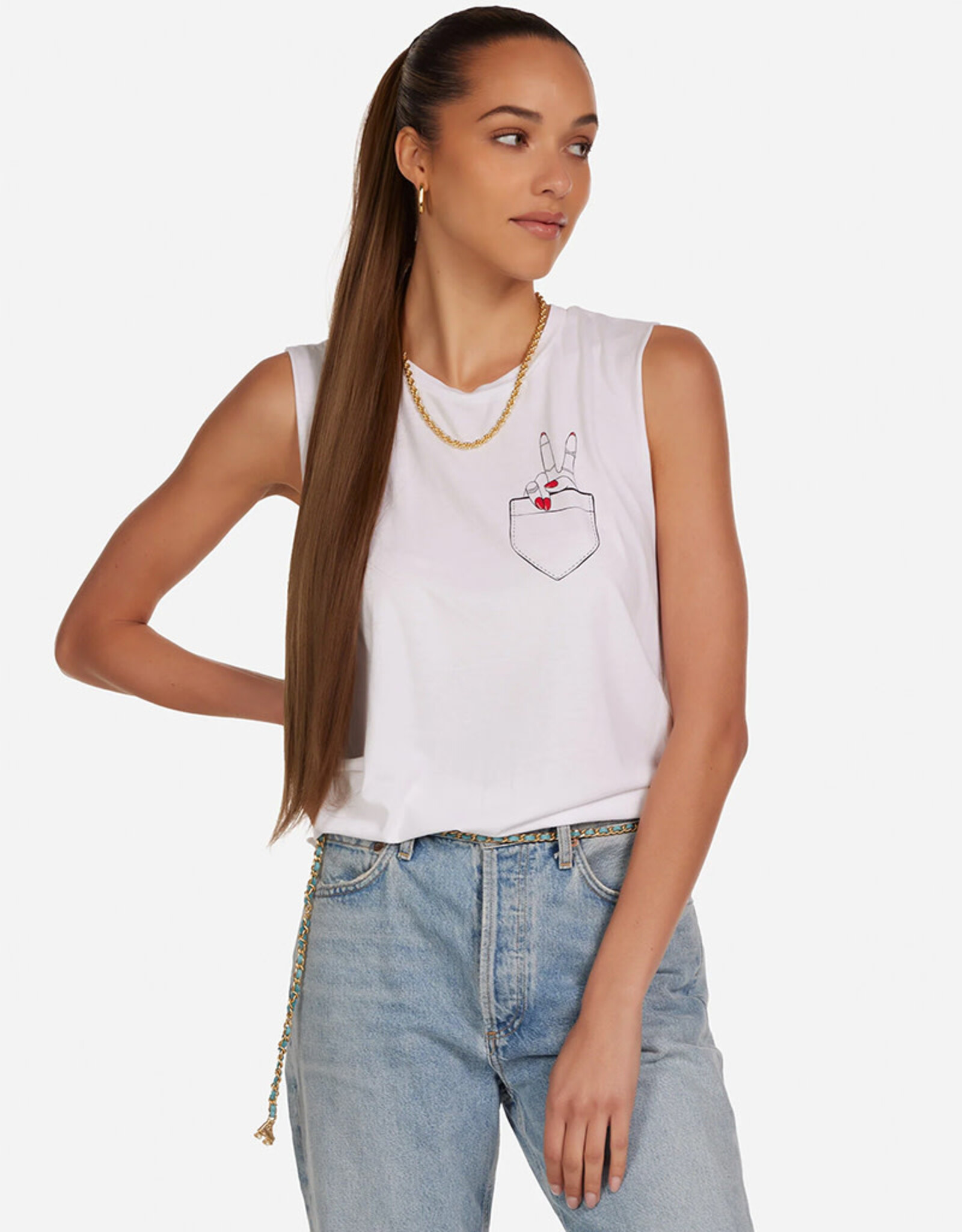 LAUREN MOSHI KEL PEACE POCKET TANK