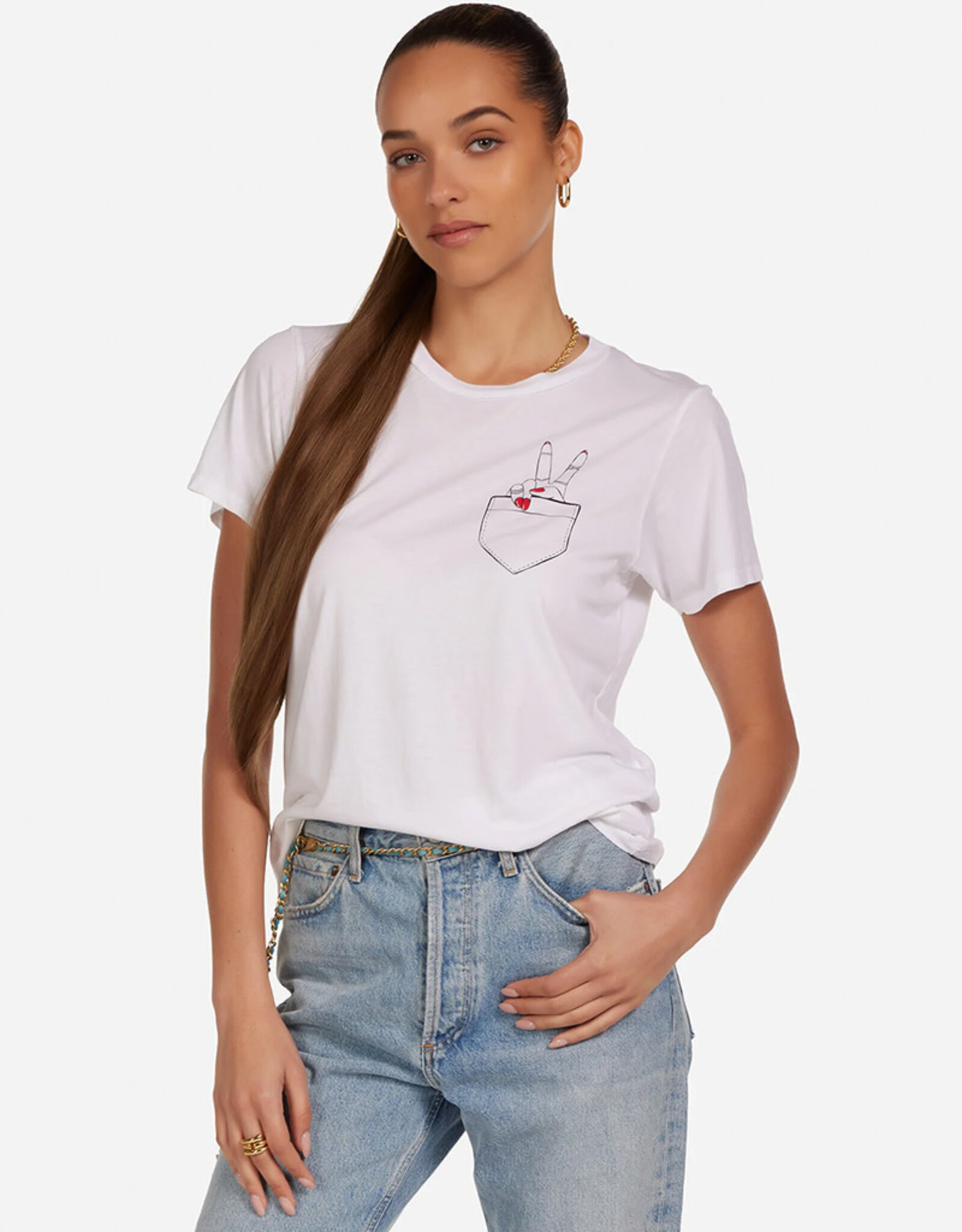 LAUREN MOSHI WOLF PEACE POCKET TEE