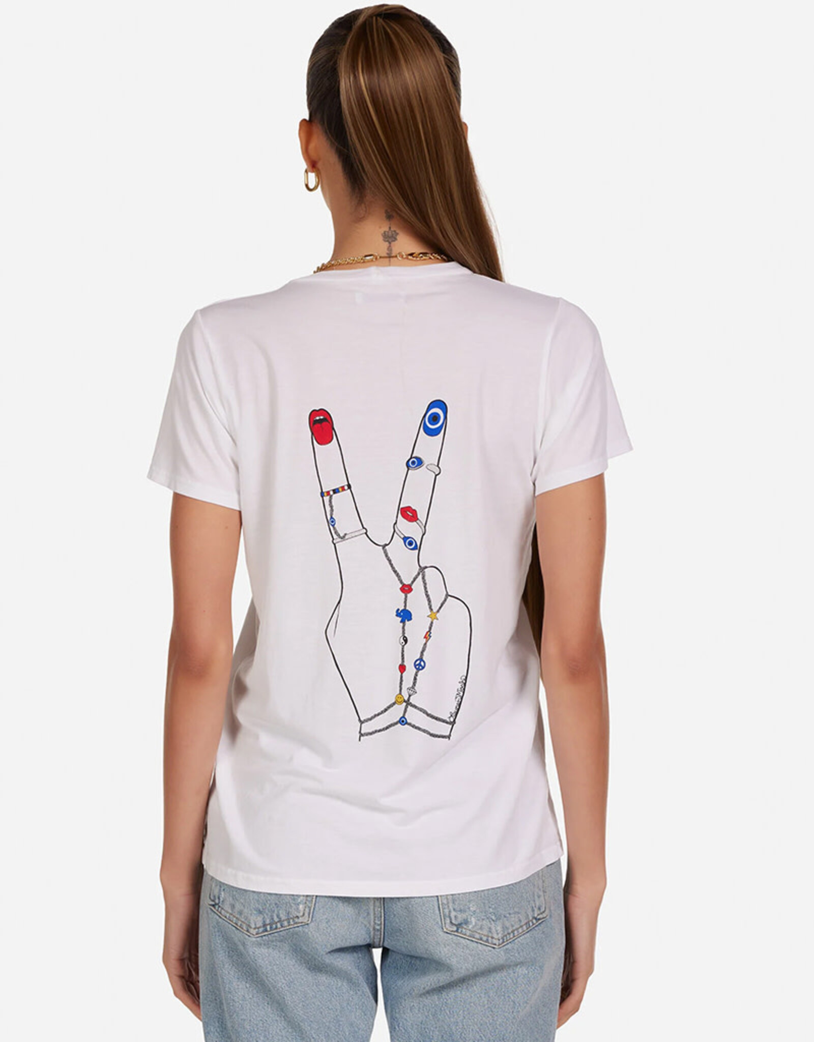 LAUREN MOSHI WOLF PEACE POCKET TEE